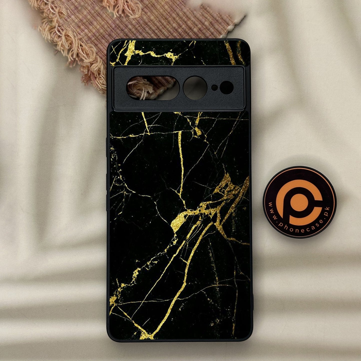 Google Pixel 7 Pro - Black Marble Design 1 - Premium Metal Printed soft Bumper Shock Proof Case CS-37183