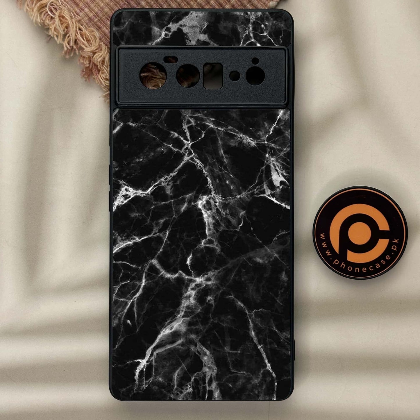 Google Pixel 6 Pro- BLACK Marble Design 4 - Premium Metal Printed soft Bumper Shock Proof Case CS-38016
