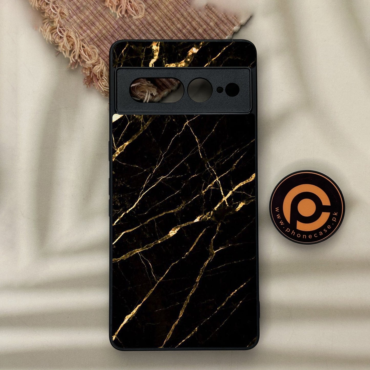 Google Pixel 7 Pro - Black Marble Design 1 - Premium Metal Printed soft Bumper Shock Proof Case CS-37183