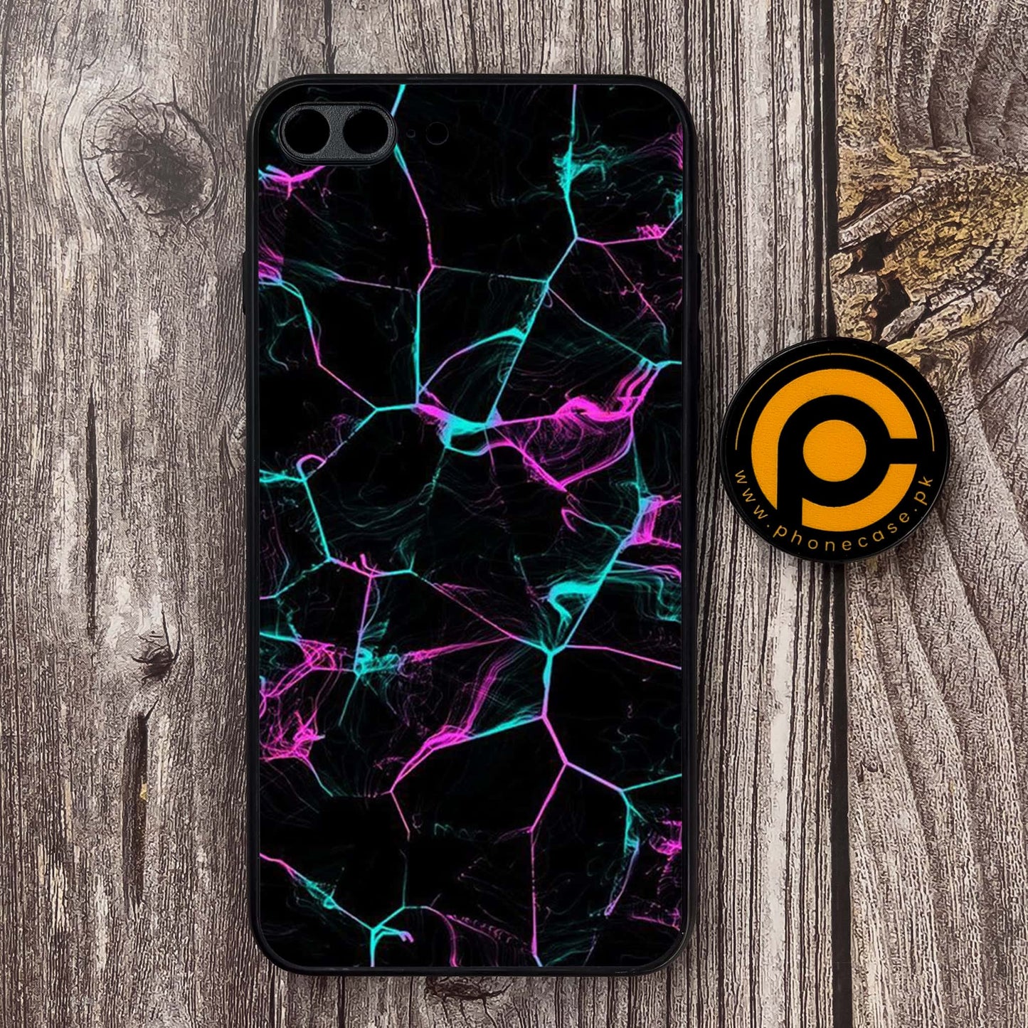 iPhone 7 Plus - Black Marble Series - Premium Metal Printed soft Bumper shock Proof Case