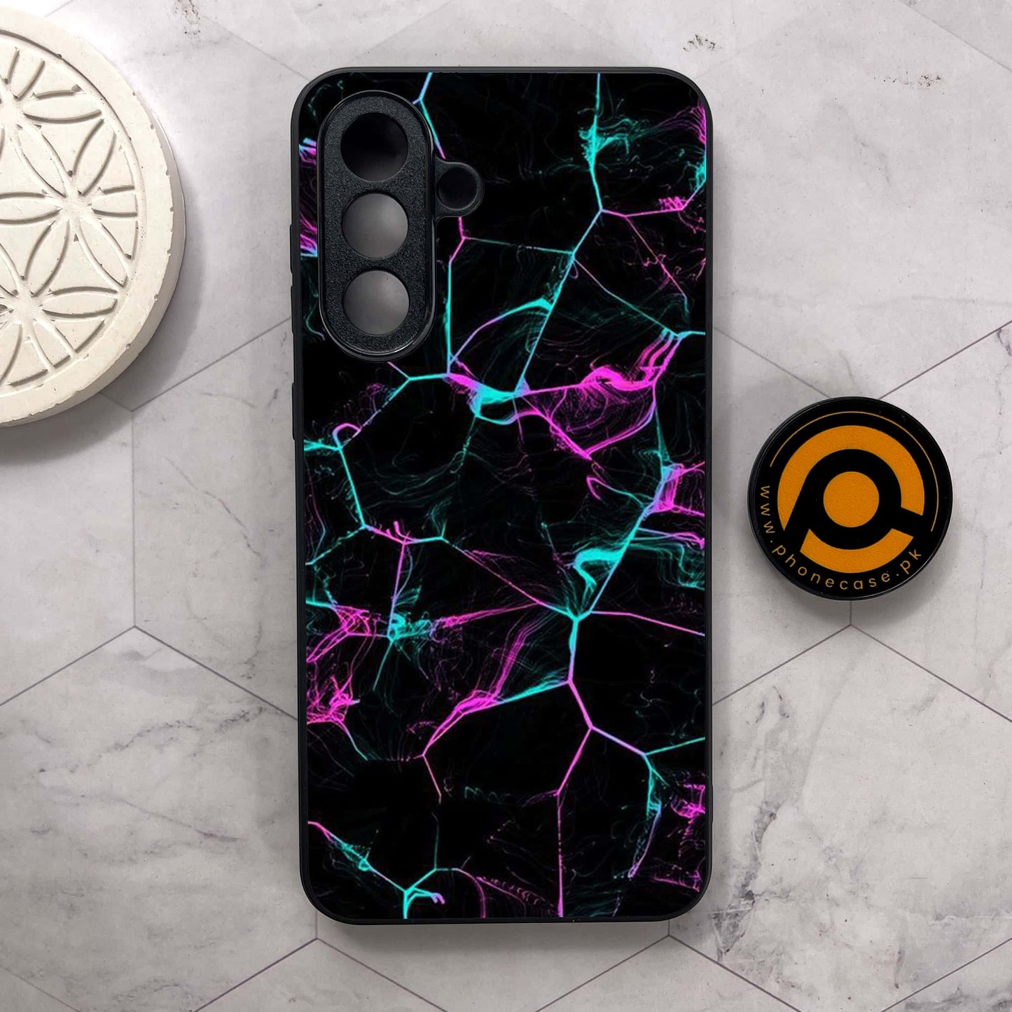 Samsung Galaxy A56 5G - Black Marble Design 9 - Premium Metal Printed soft Bumper shock Proof Case CS-38886