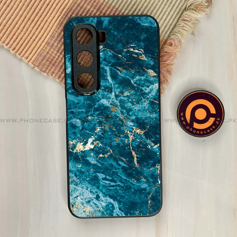 Infinix Hot 60i - Blue Marble 2.0 Design 1 - Premium Metal Printed soft Bumper shock Proof Case CS-37842