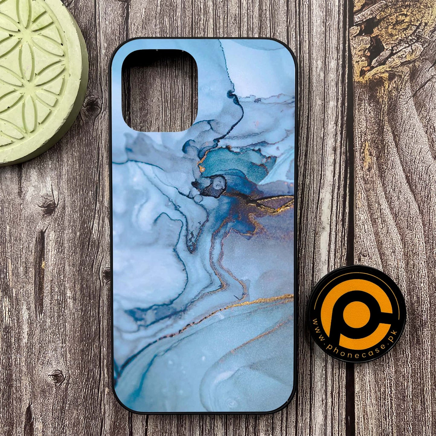 iPhone 12 - Blue Marble Design 1 - Premium Metal Printed soft Bumper shock Proof Case CS-38561