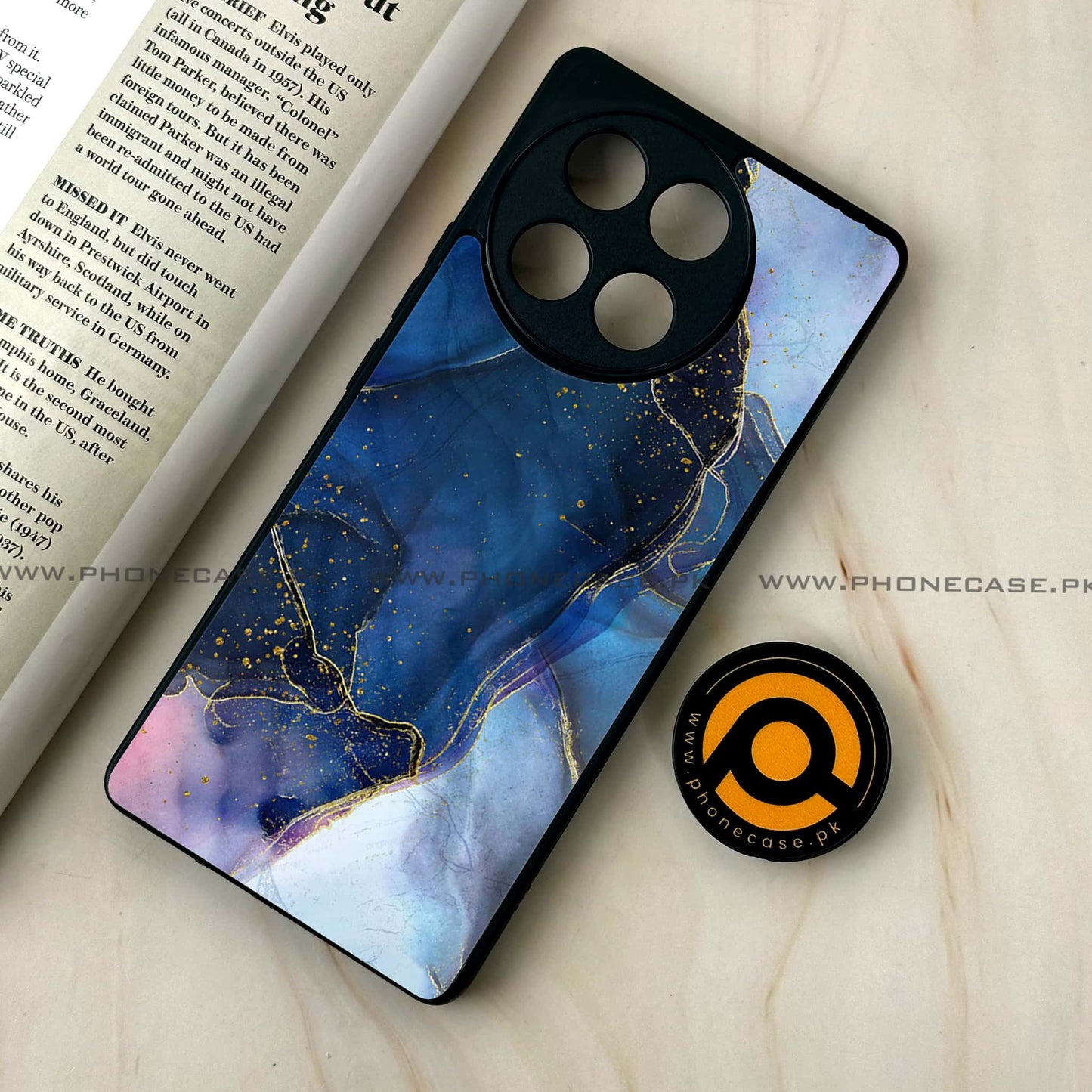 Tecno Camon 30s - Blue Marble Design 7 - Premium Metal Printed soft Bumper shock Proof Case CS-37223