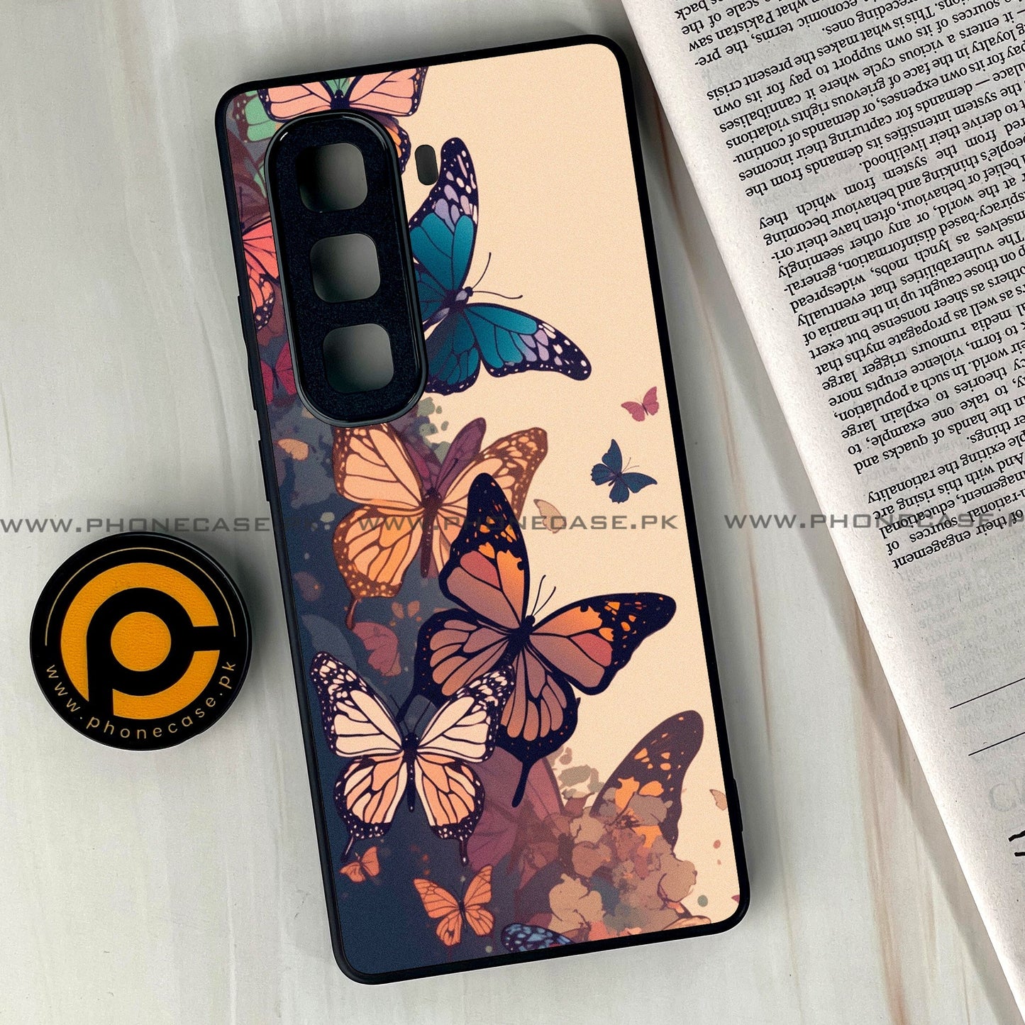 Infinix Hot 50 Pro Plus - Butterflies Design 6 - Premium Metal Printed soft Bumper shock Proof Case CS-38875