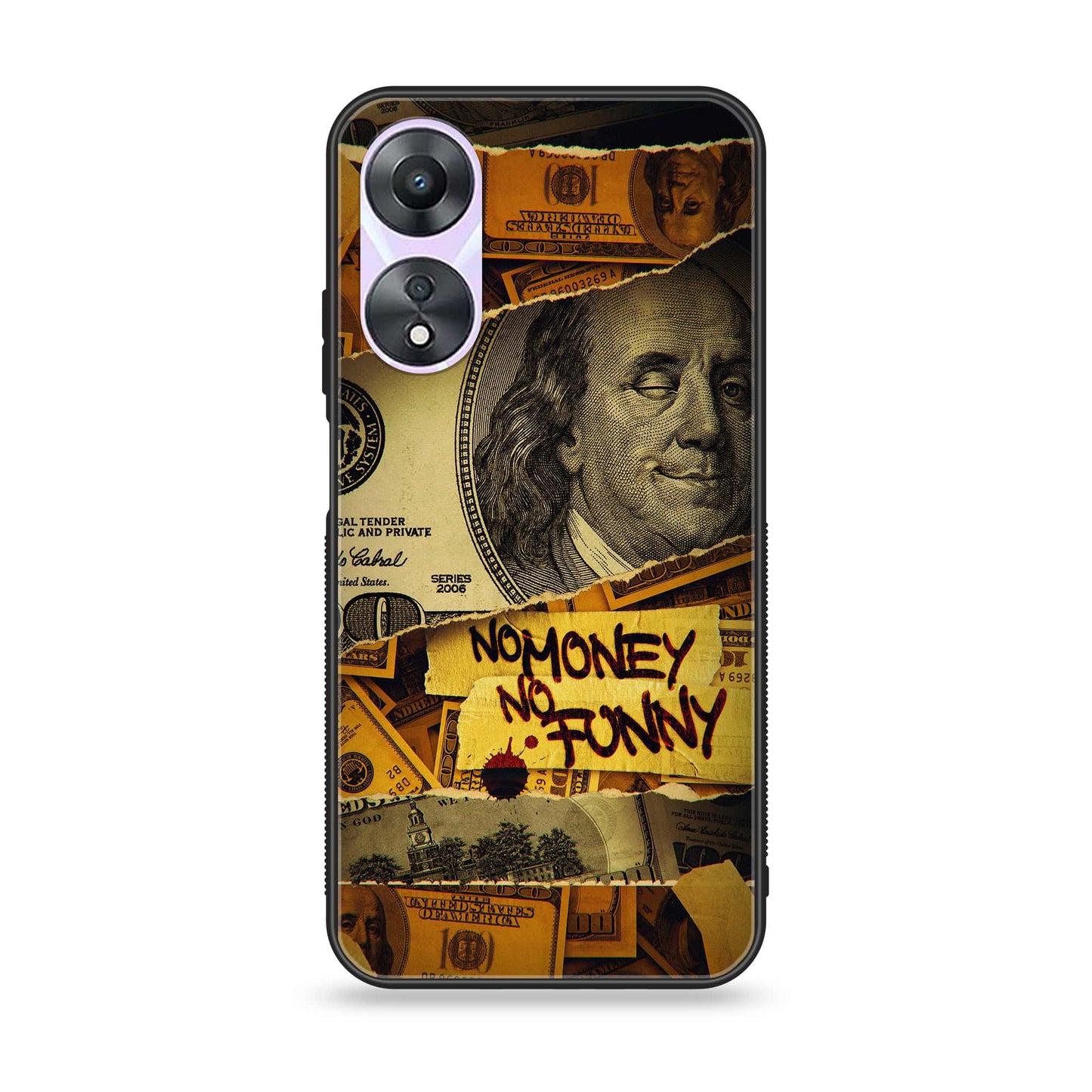 Oppo A58 - Dollar Design 1 - Premium Printed Glass soft Bumper shock Proof Case CS-38526
