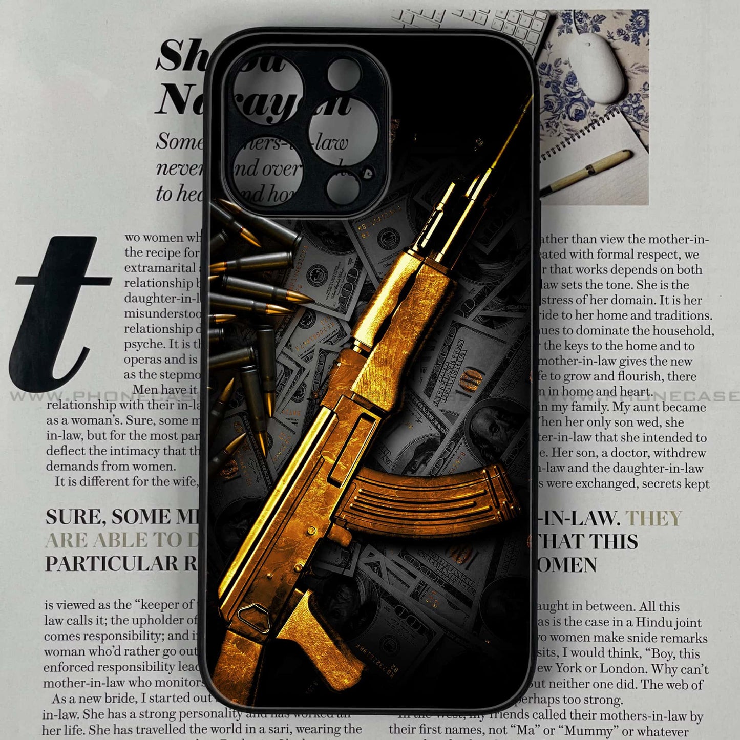 iPhone 14 Pro Max - Dollar Design 6 - Premium Metal Printed soft Bumper shock Proof Case CS-37983