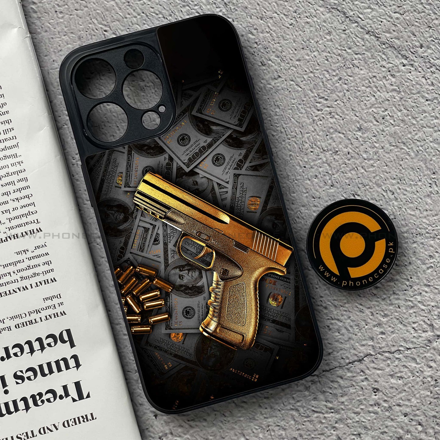 iPhone 15 Pro Max - Dollar Design 7 - Premium Metal Printed soft Bumper shock Proof Case CS-37175