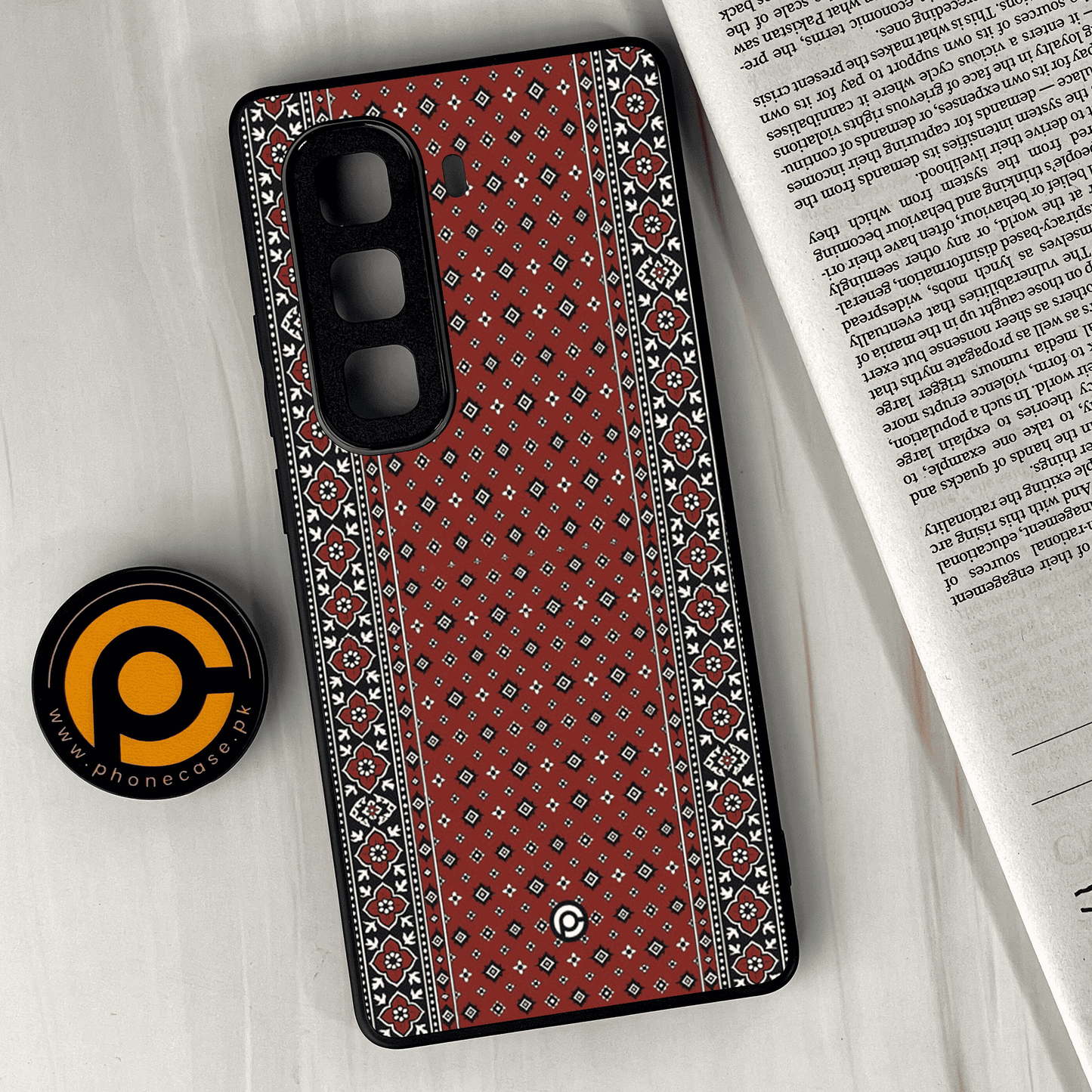 Infinix Hot 50 Pro Plus - Ajrak Design 2 - Premium Metal Printed soft Bumper shock Proof Case CS-38128