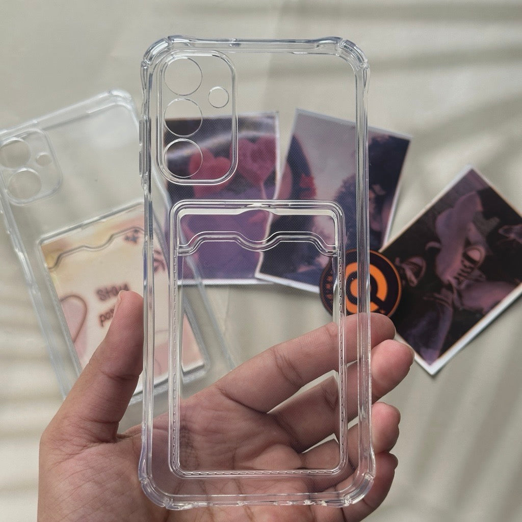 Samsung Galaxy A15 - Wallet Card Holder Transparent Slot ShockProof Case