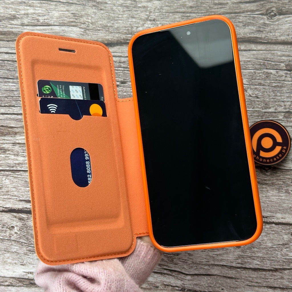 iPhone 17 Pro - Premium Flip Wallet Leather Mobile Cover with Card Slots & Wireless Charging Support