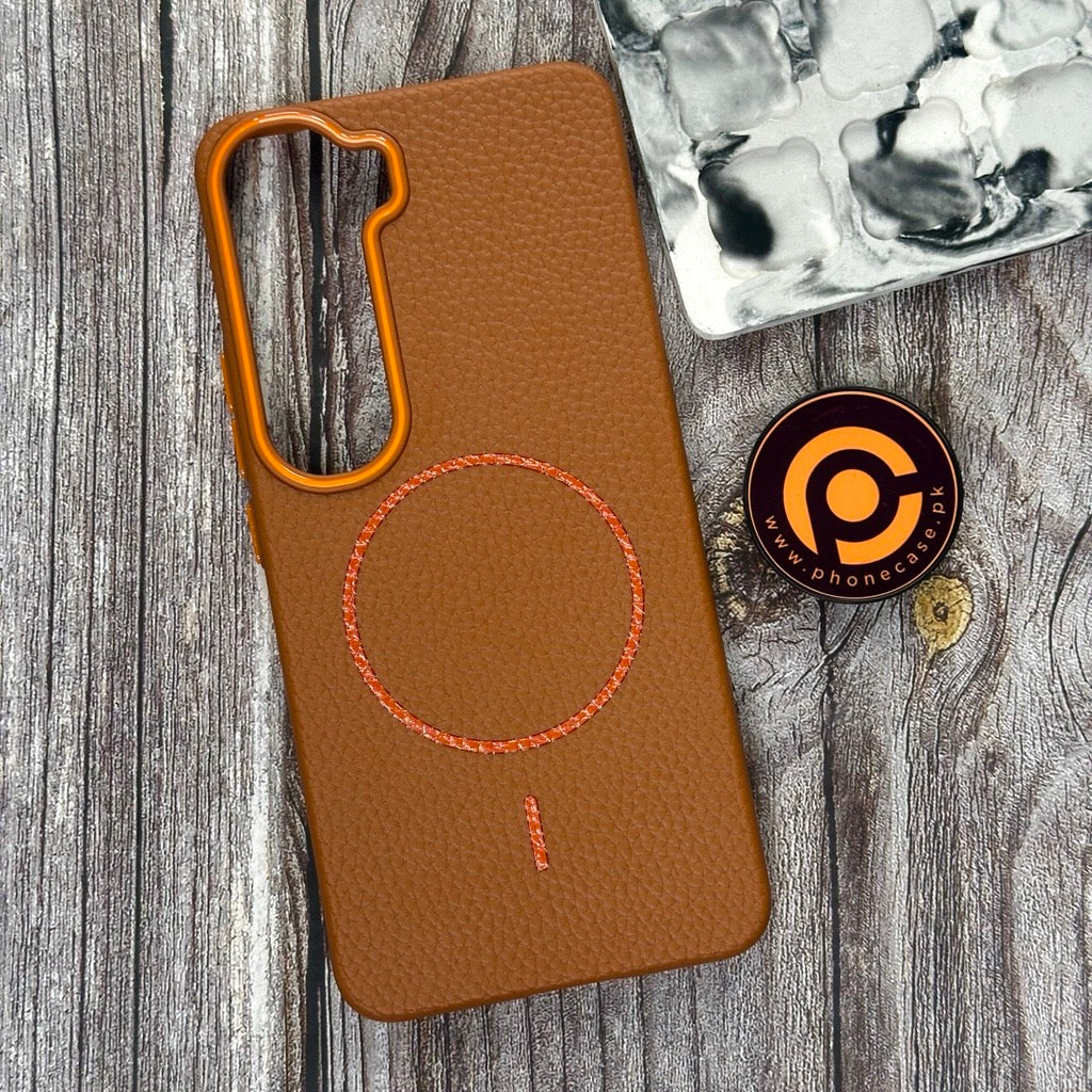 Vivo Y200 4G - Branded Leather Texture MagSafe Compatible Anti-Slip Soft Case