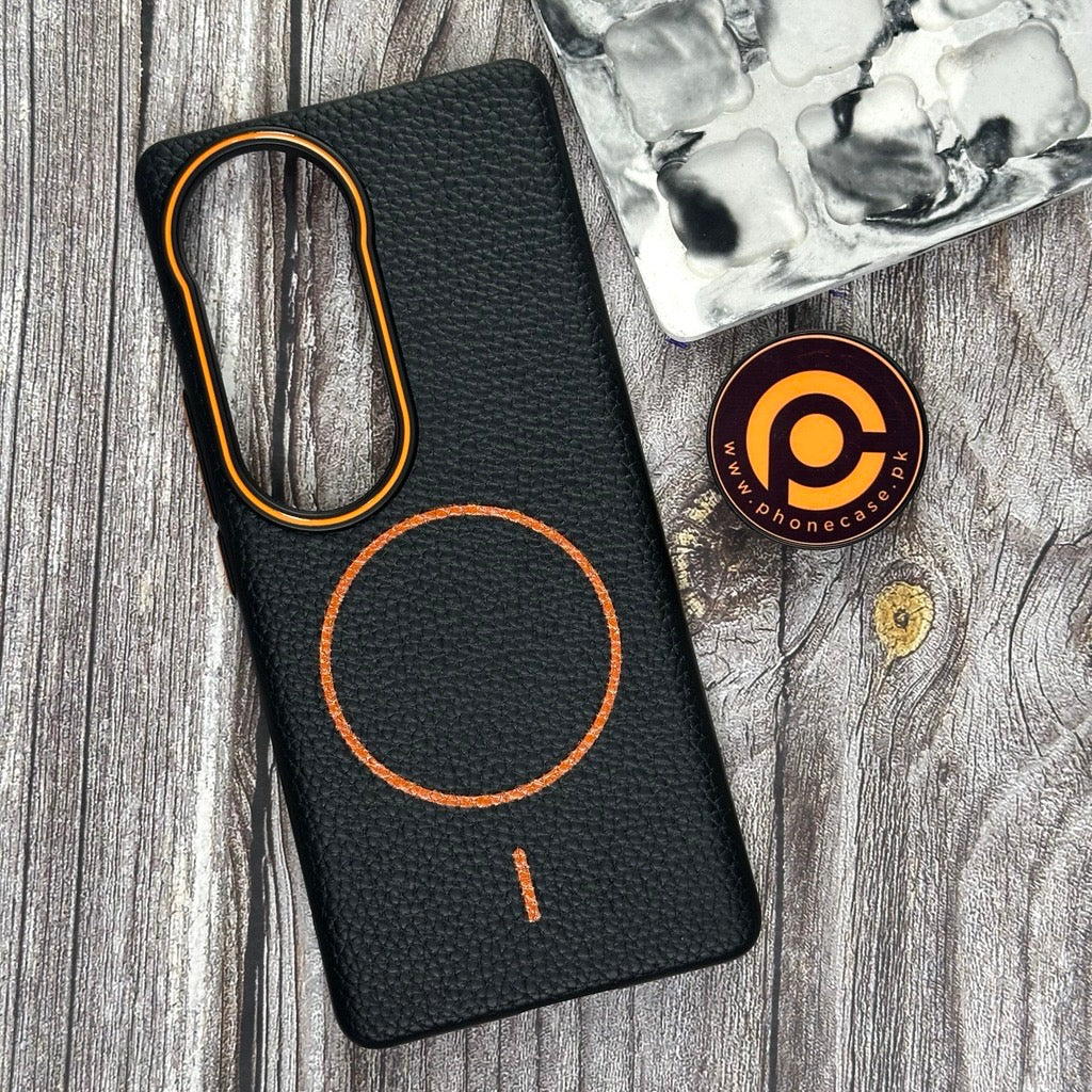 Vivo V40 - Branded Leather Texture MagSafe Compatible Anti-Slip Soft Case