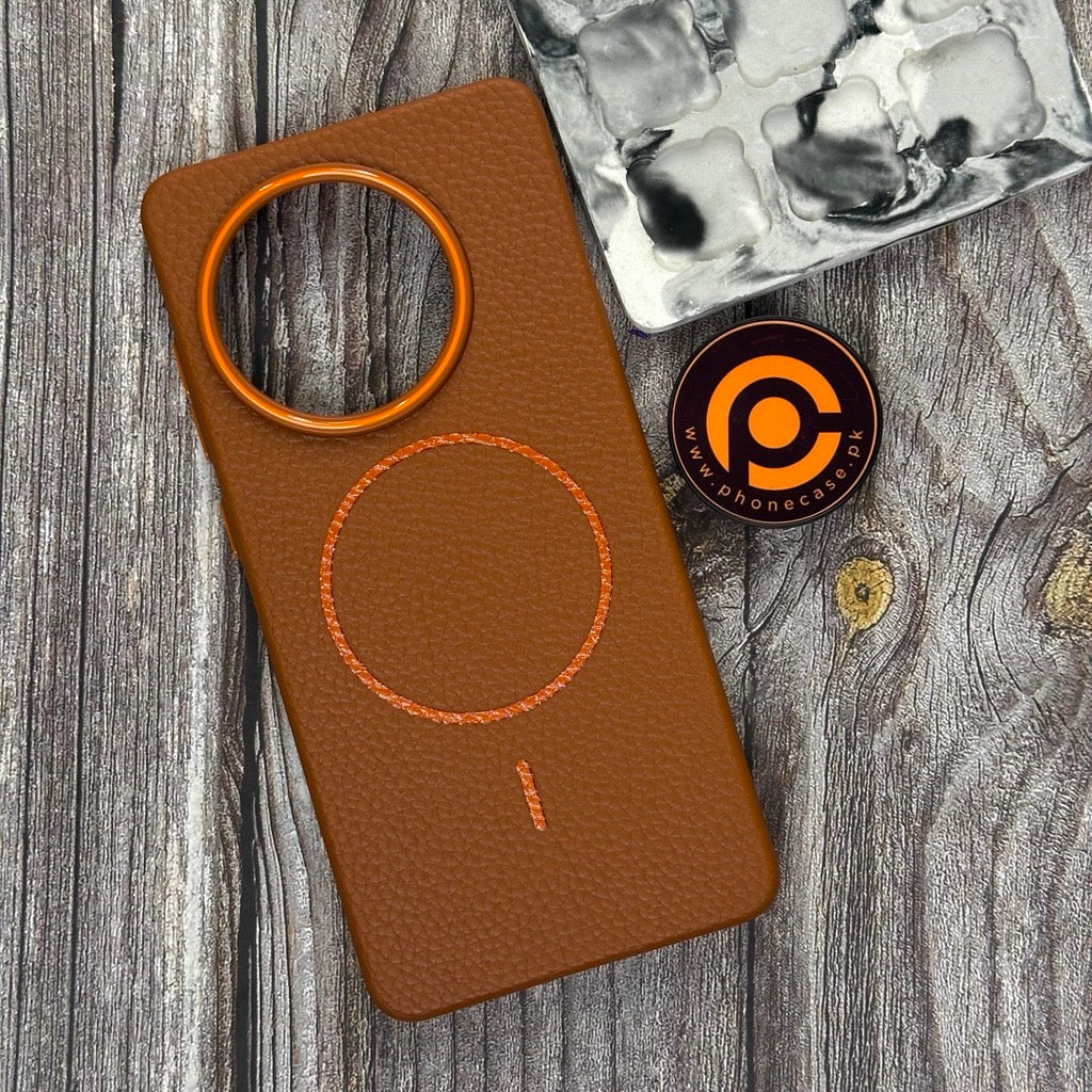 OnePlus 13R/ OnePlus Ace 5 - Branded Leather Texture MagSafe Compatible Anti-Slip Soft Case