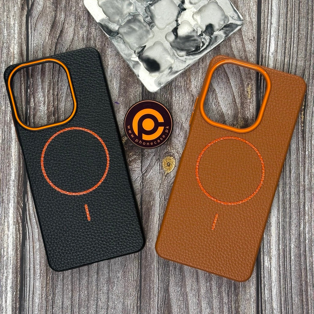 Oppo A5 Pro - Branded Leather Texture MagSafe Compatible Anti-Slip Soft Case