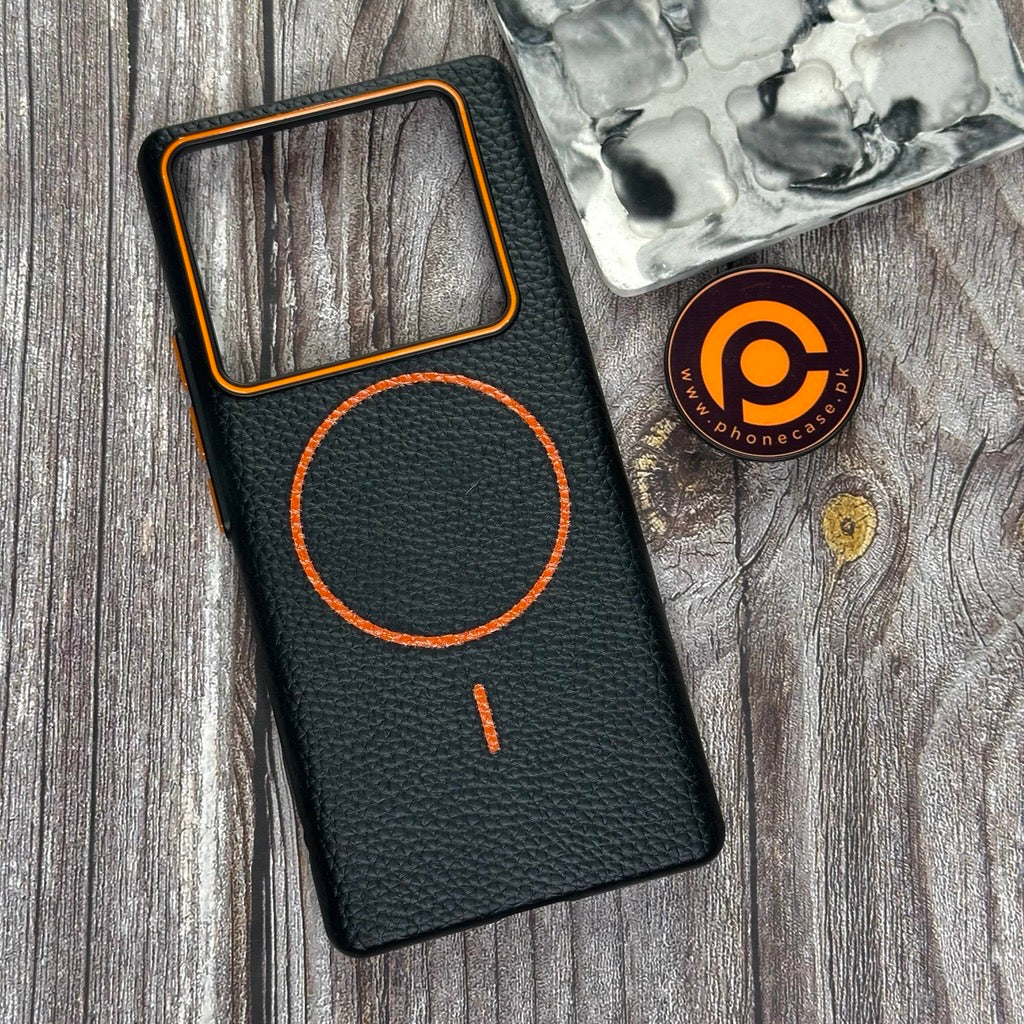 Infinix Note 40 Pro/ Note 40 Pro Plus - Branded Leather Texture MagSafe Compatible Anti-Slip Soft Case