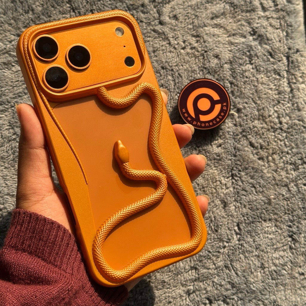 iPhone 17 Pro Max - Luxury Snake Plating Armor Bumper Case - Orange