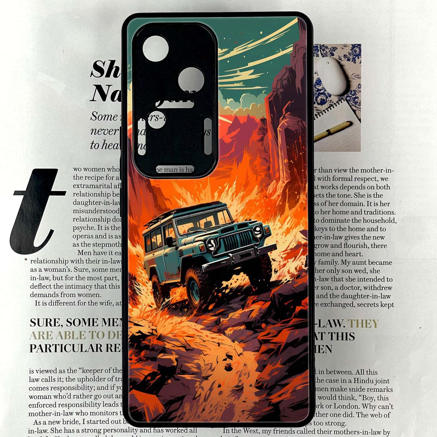 Vivo V30 - Jeep Offroad - Premium Printed Glass soft Bumper shock Proof Case CS-39159