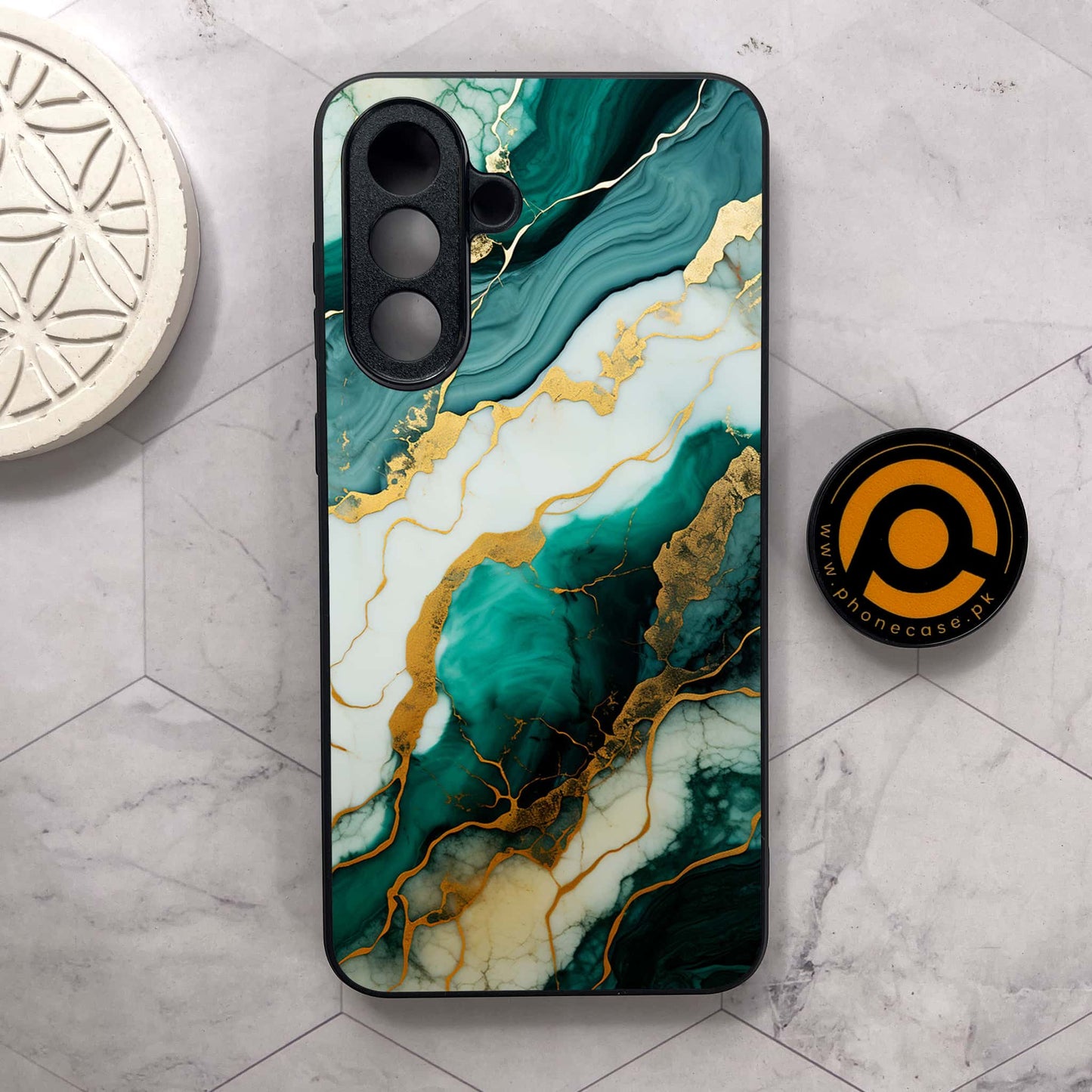 Samsung Galaxy A56 5G - Liquid Marble 2.0 Design 3 - Premium Metal Printed soft Bumper shock Proof Case CS-37396