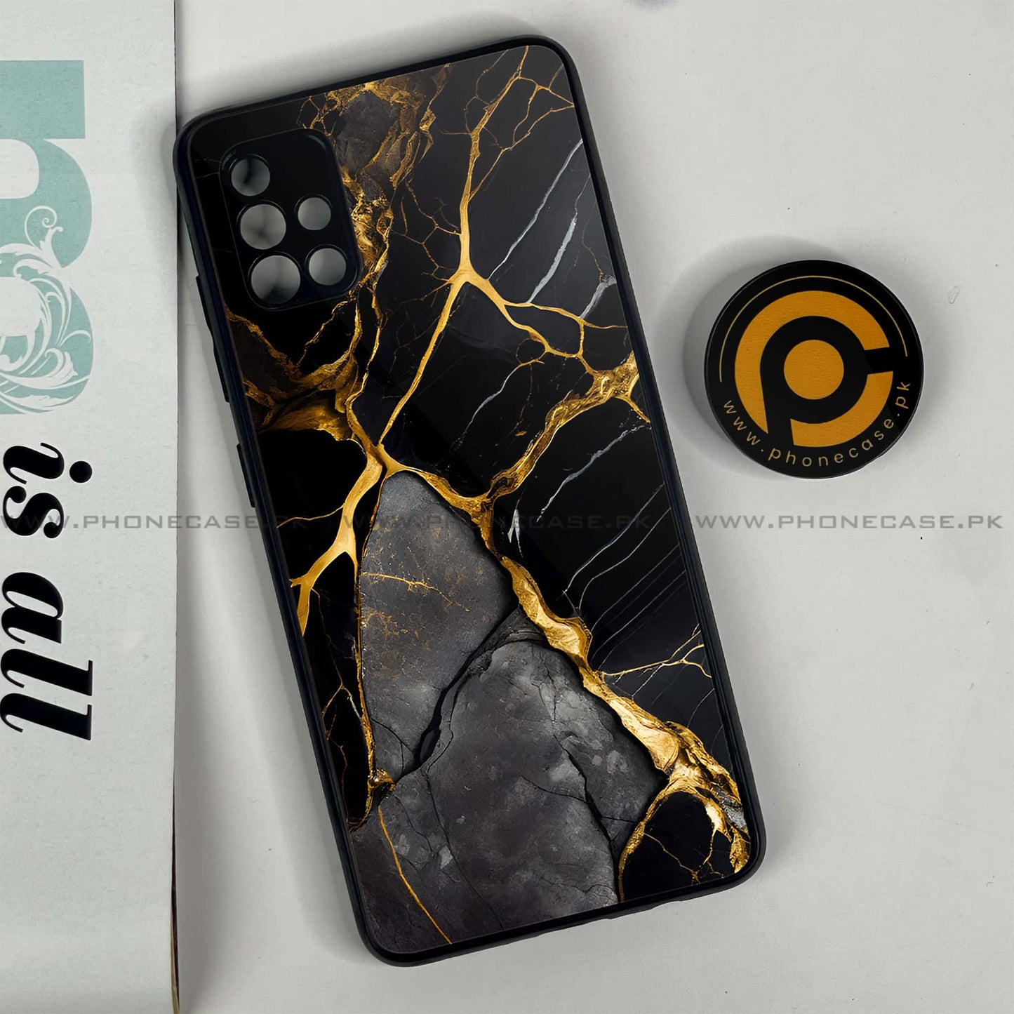 Samsung Galaxy A51 Liquid Marble Design 6 Premium Printed Glass soft Bumper shock Proof Case CS-39012