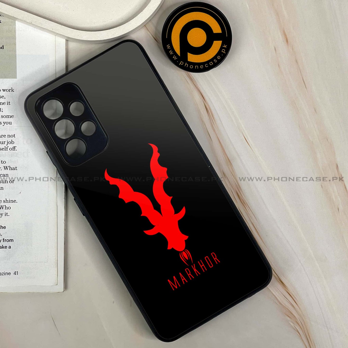 Samsung Galaxy A32 4G- Markhor Series Design 10 - Premium Printed Glass soft Bumper shock Proof Case CS-39098
