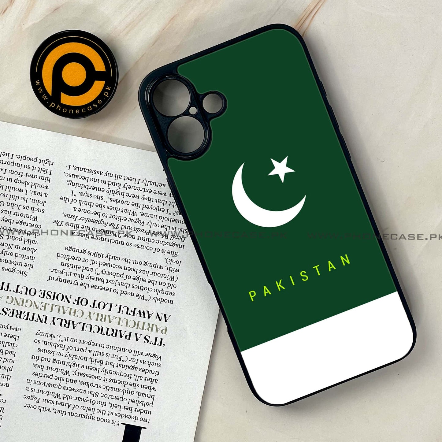 iPhone 16 - Pakistani Flag Design 5 - Premium Printed Glass soft Bumper shock Proof Case CS-38216