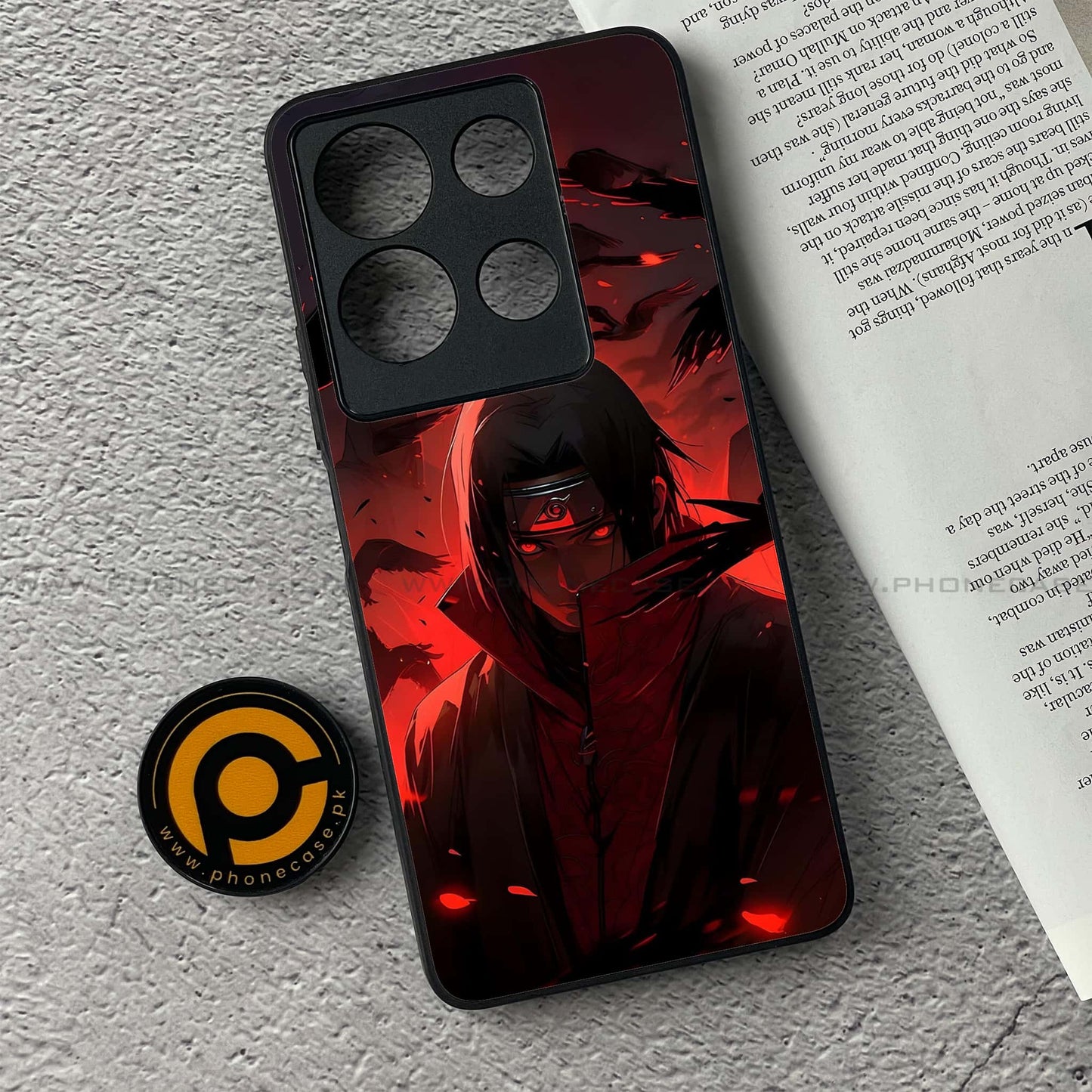 Infinix Note 30 - Red Rings Itachi - Premium Printed Glass soft Bumper shock Proof Case CS-37936