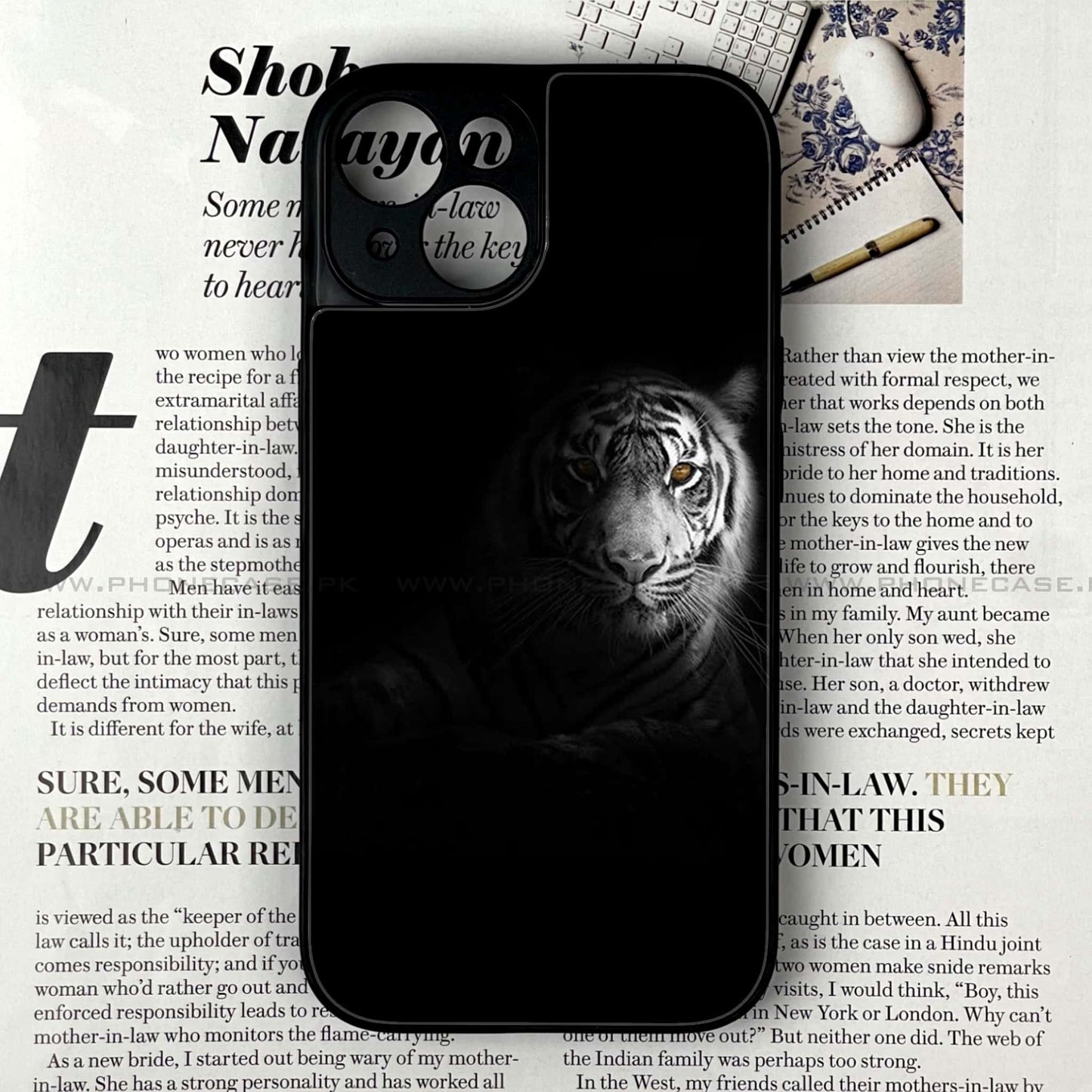 iPhone 15 Plus - Tiger Design 10 - Premium Metal Printed soft Bumper shock Proof Case CS-38349