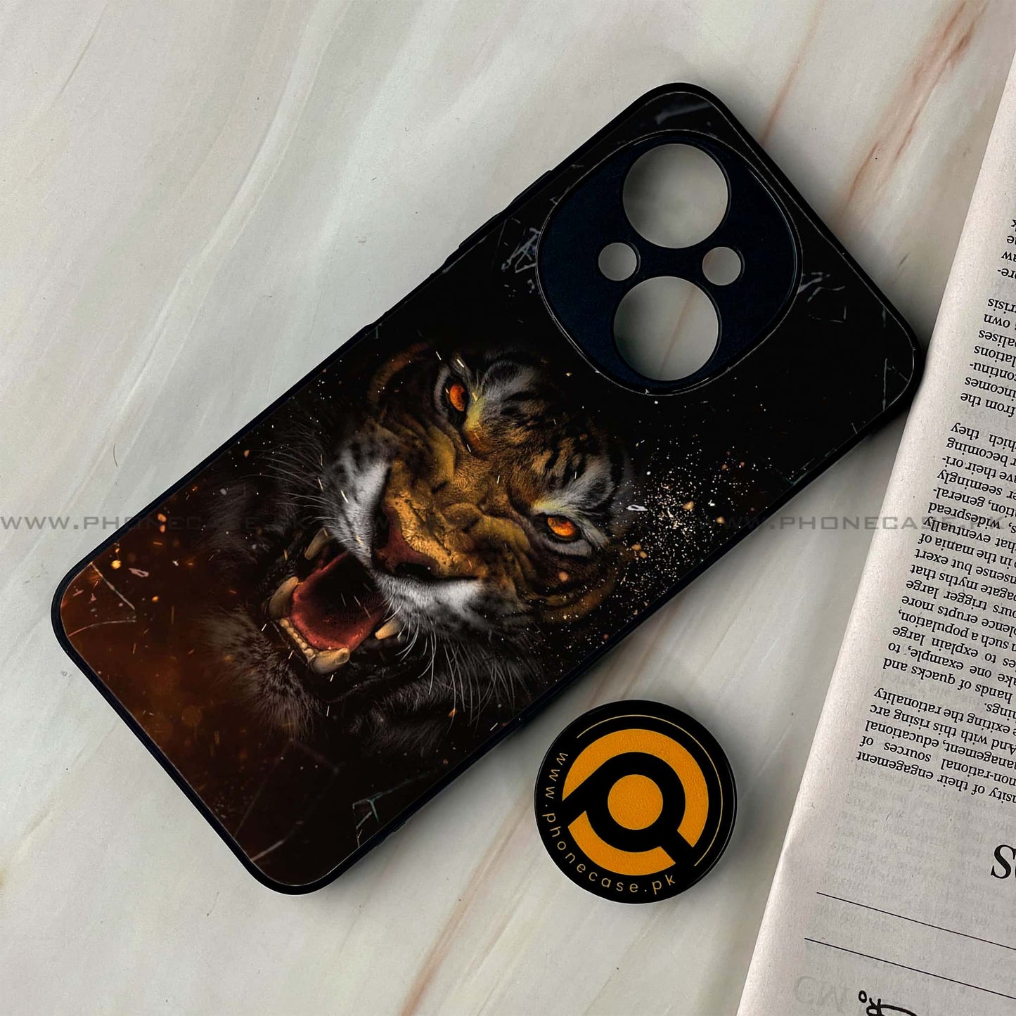 Tecno Spark Go 1 - Tiger Design 9 - Premium Printed Glass soft Bumper shock Proof Case CS-37367