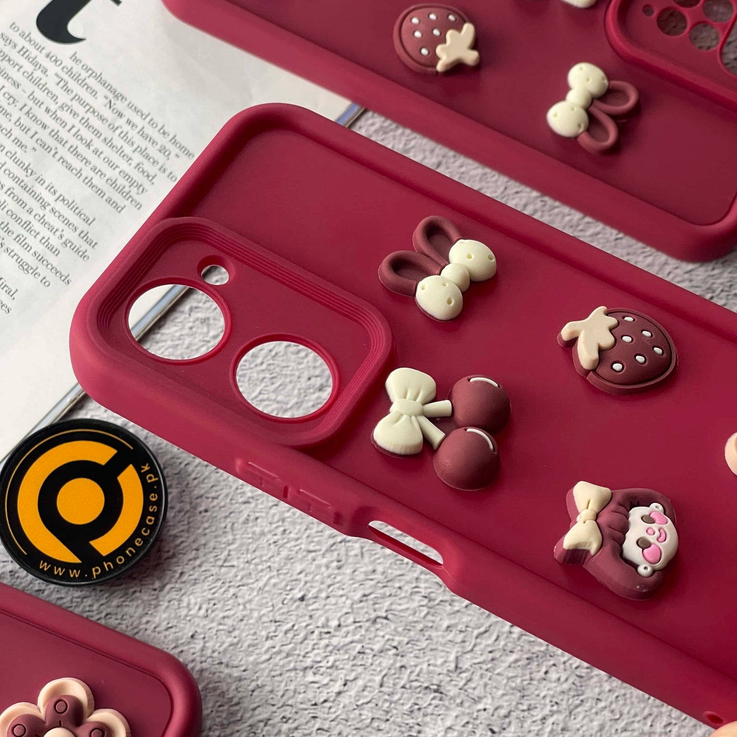 Vivo Y03 / Y18 / Y03T Cute 3D Cherry Flower Icons Silicon Case