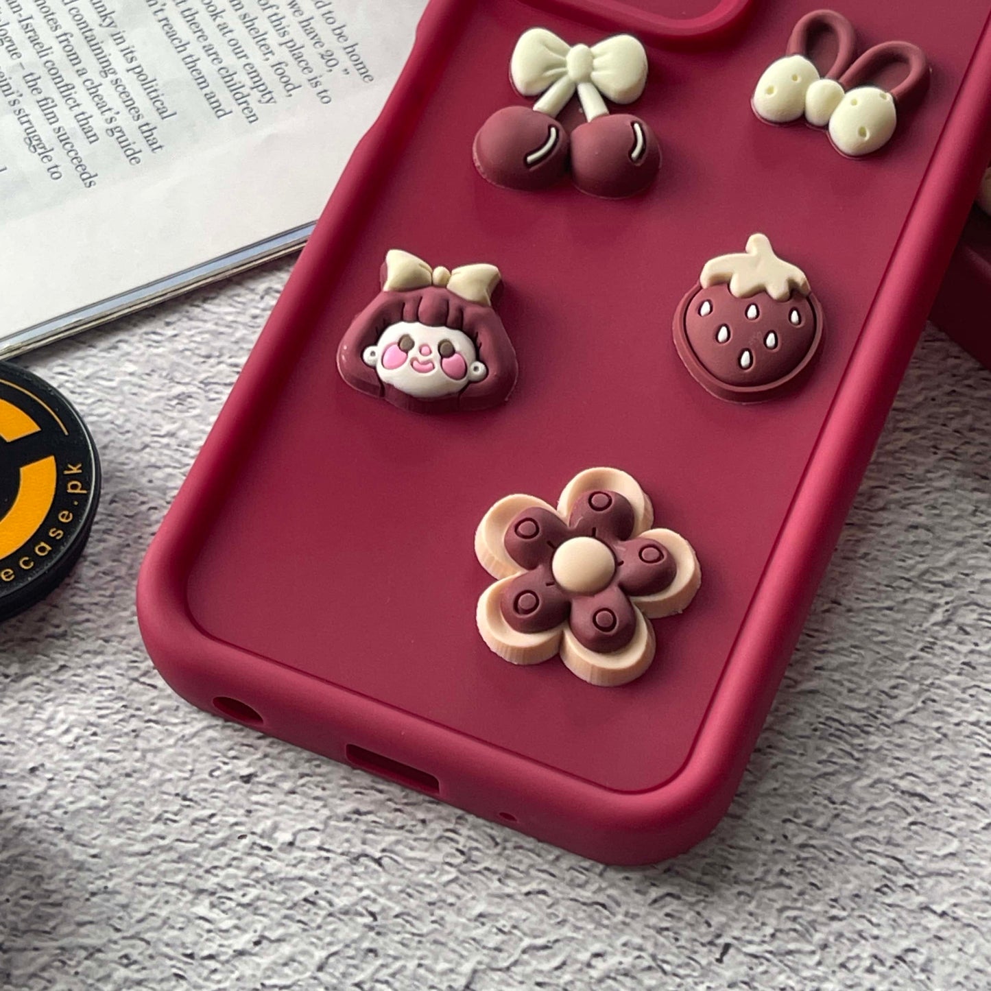 Vivo Y03 / Y18 / Y03T Cute 3D Cherry Flower Icons Silicon Case