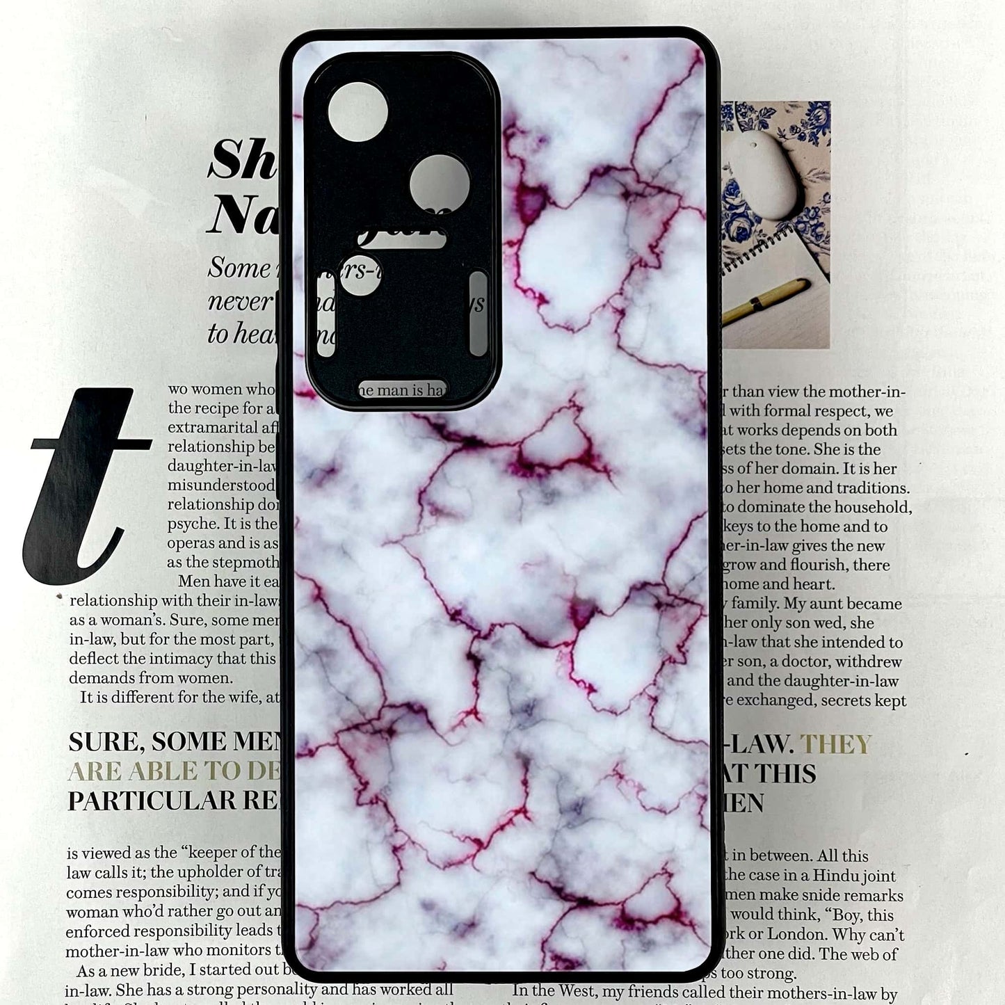 Vivo V30 - White Marble Design 1 - Premium Printed Glass soft Bumper shock Proof Case CS-37472