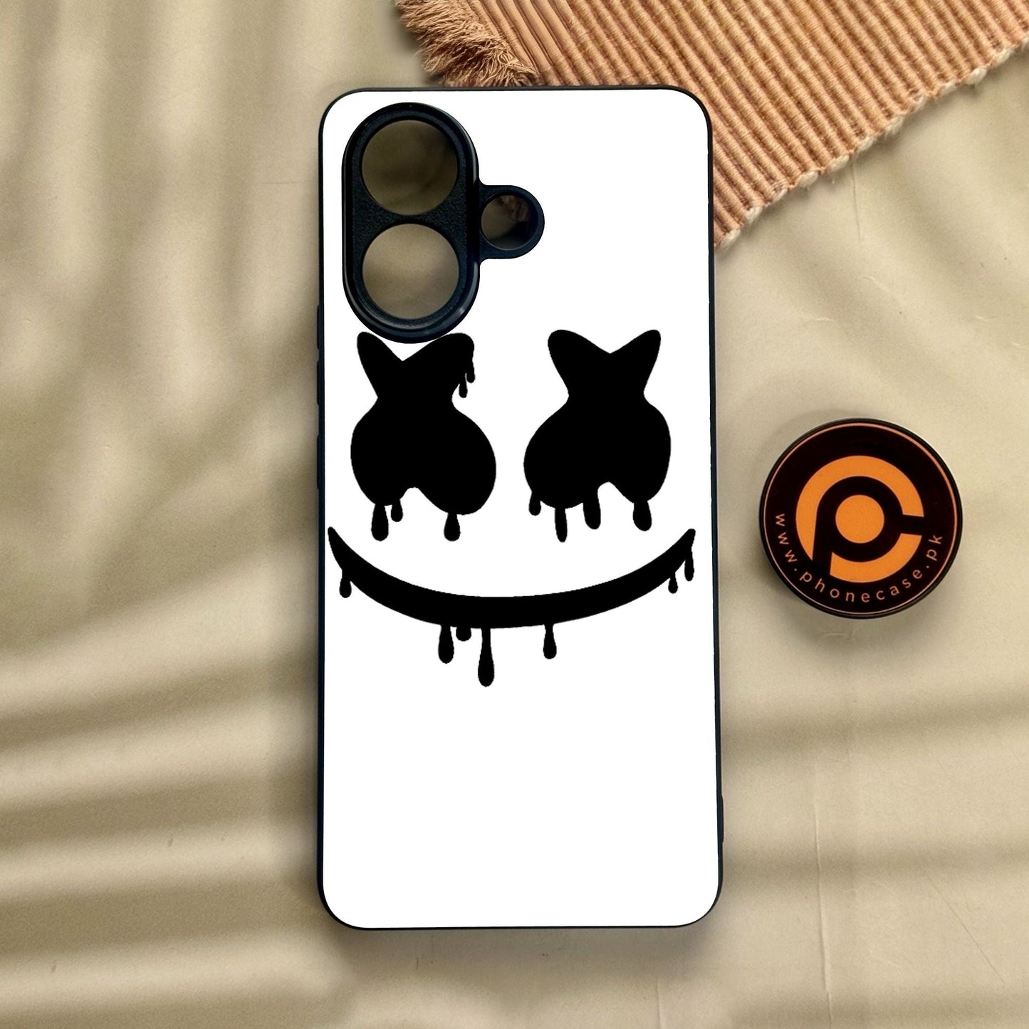 Vivo V60 Lite - Marshmello Face - Premium Metal Printed Soft Bumper Shock Proof Case