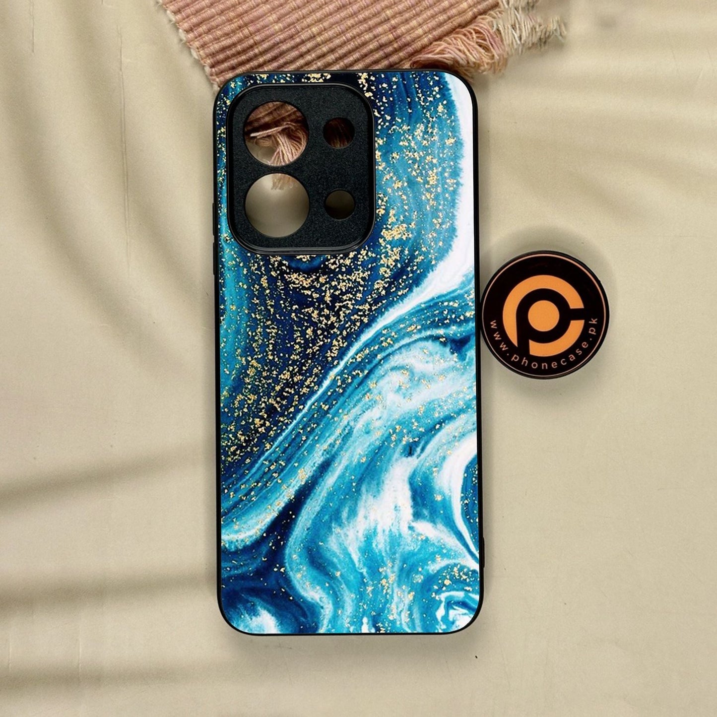 Xiaomi Redmi 15C - Blue Marble Design 5 - Premium Metal Printed Soft Bumper Shock Proof Case