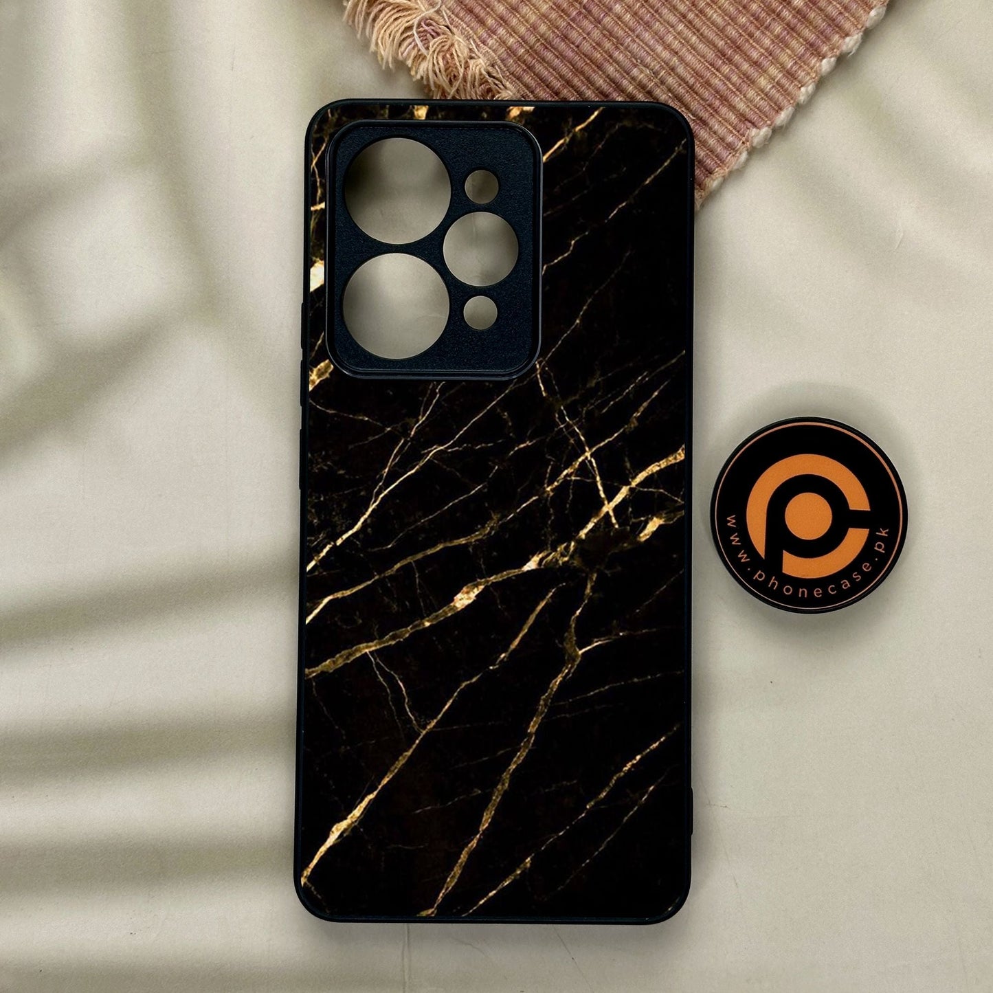 Realme 15 Pro - Black Marble Design 7 - Premium Metal Printed Soft Bumper Shock Proof Case