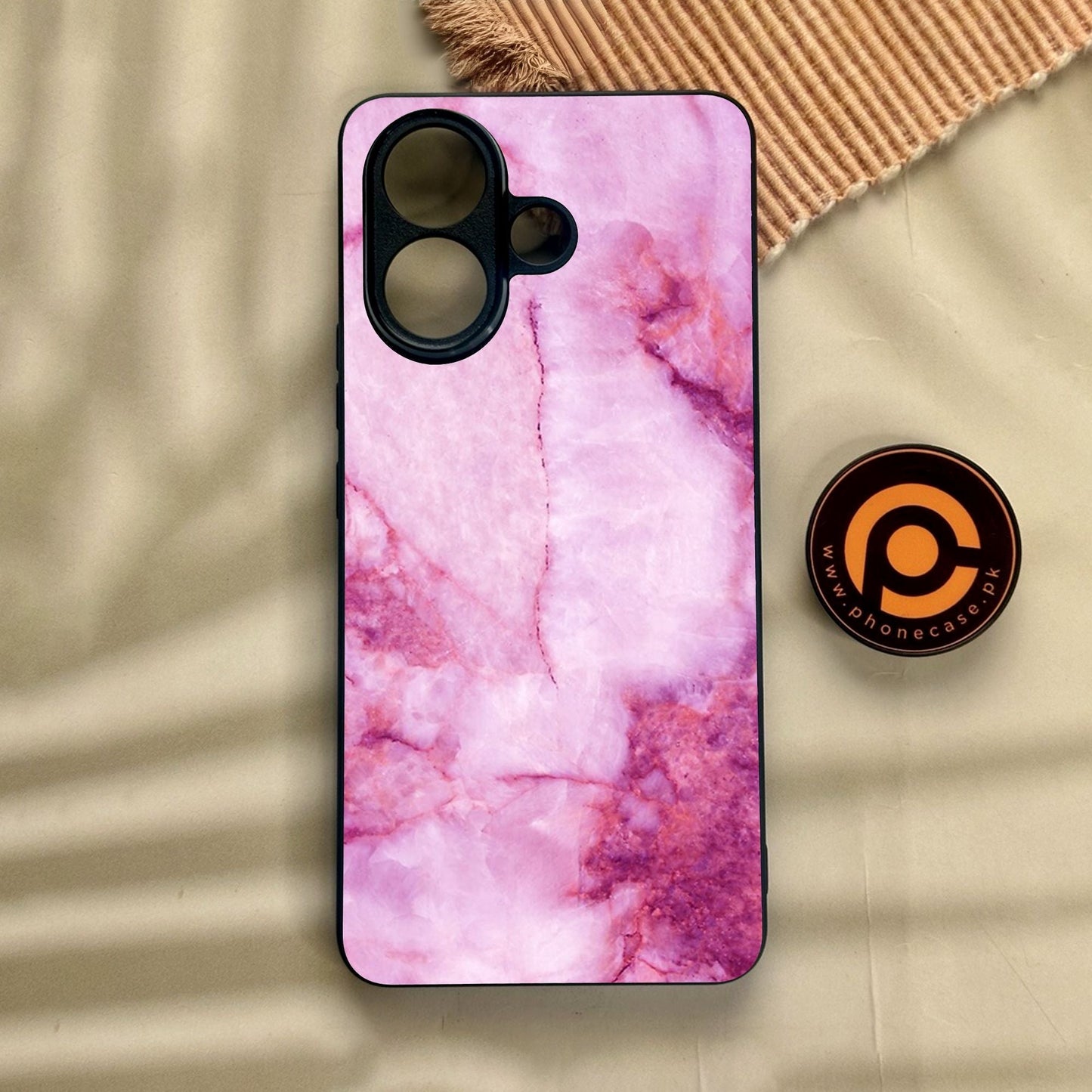 Vivo V60 Lite - Pink Design 5 - Premium Metal Printed Soft Bumper Shock Proof Case