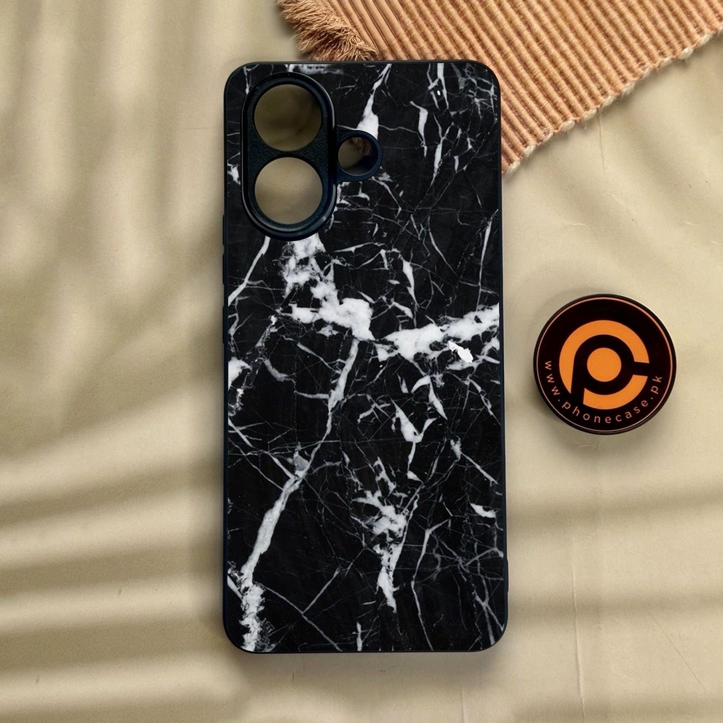 Vivo V60 Lite - Black Marble Design 6 - Premium Metal Printed Soft Bumper Shock Proof Case