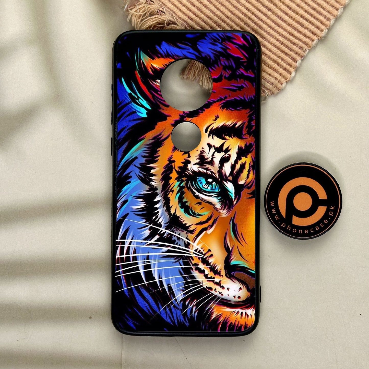 Motorola Moto G7 - Tiger Art - Premium Metal Printed Soft Bumper Shock Proof Case