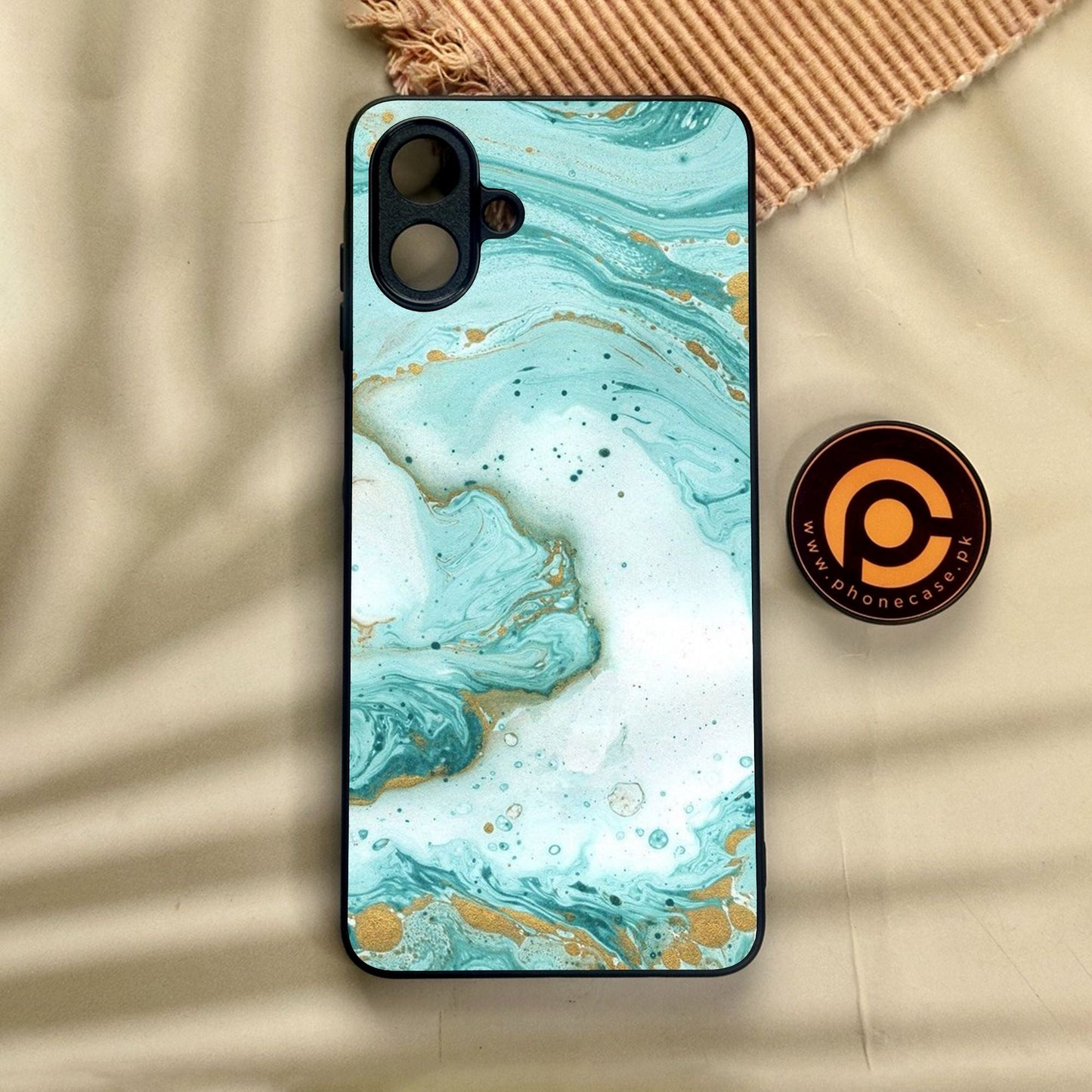 Samsung Galaxy A07 - Aqua Blue Marble Design - Premium Metal Printed Soft Bumper Shock Proof Case