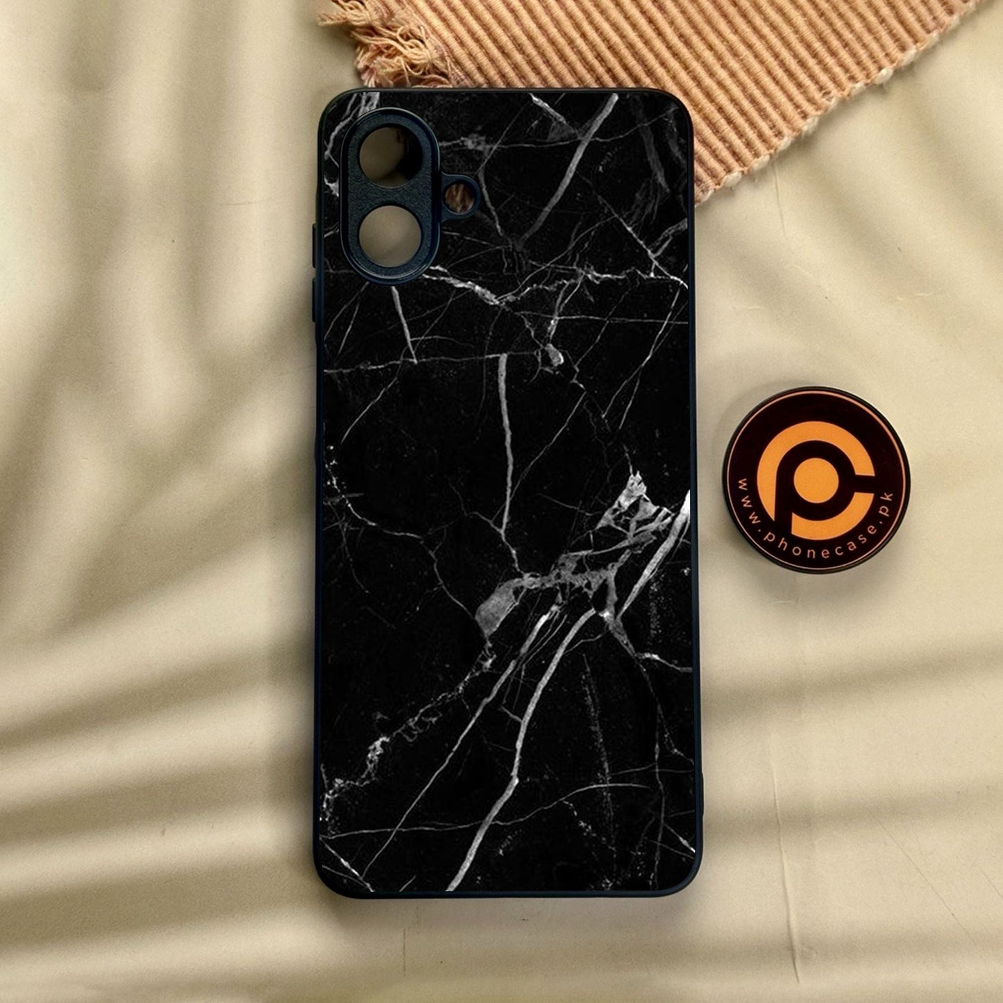 Samsung Galaxy A07 - Black Marble Design 2 - Premium Metal Printed Soft Bumper Shock Proof Case