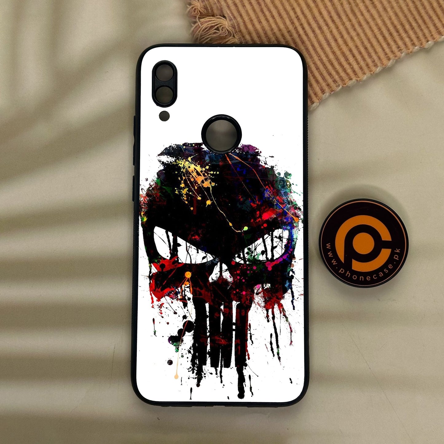 Redmi Note 7 - Punisher Skull Design - Premium Metal Printed Soft Bumper Shock Proof Case