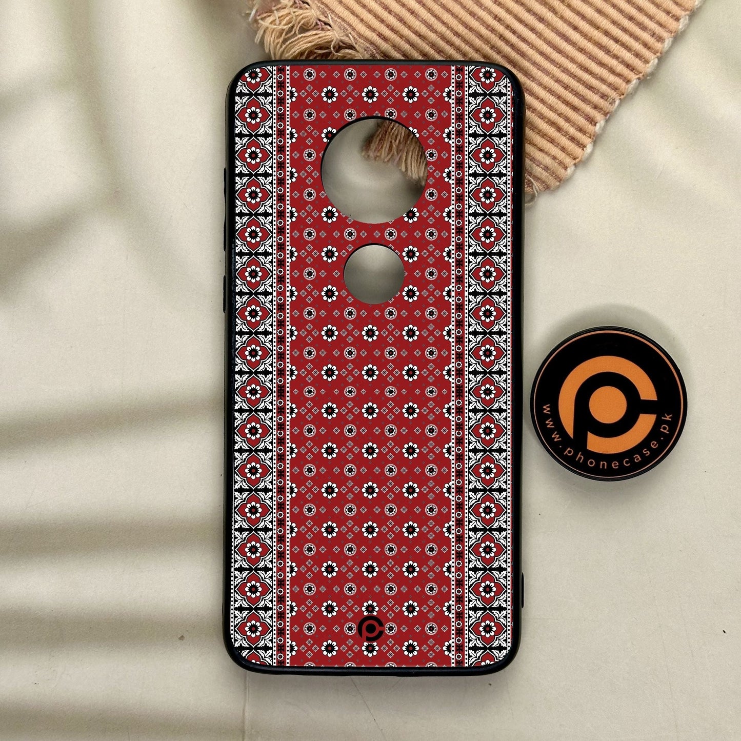 Motorola Moto G7 - Ajrak Design 12 - Premium Metal Printed Soft Bumper Shock Proof Case