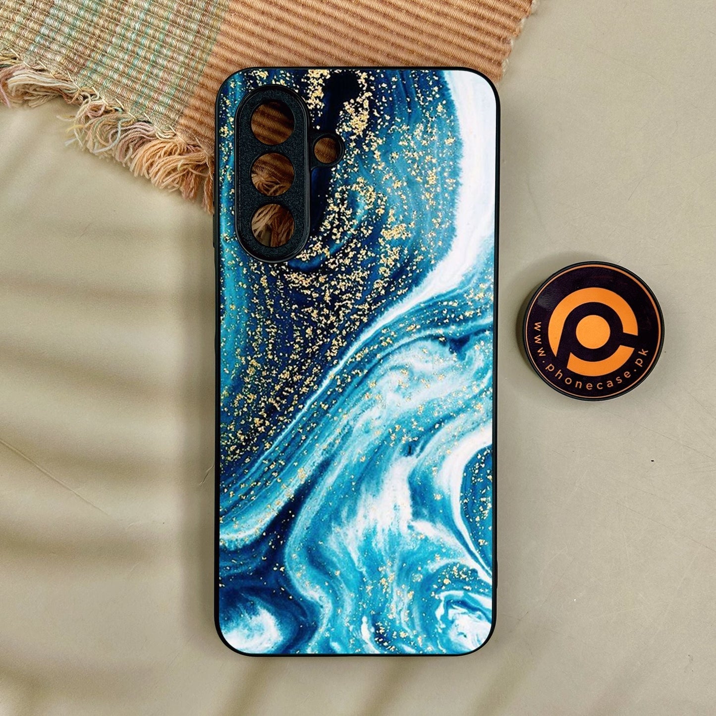 Samsung Galaxy A17 - Blue Marble Design 5 - Premium Metal Printed Soft Bumper Shock Proof Case