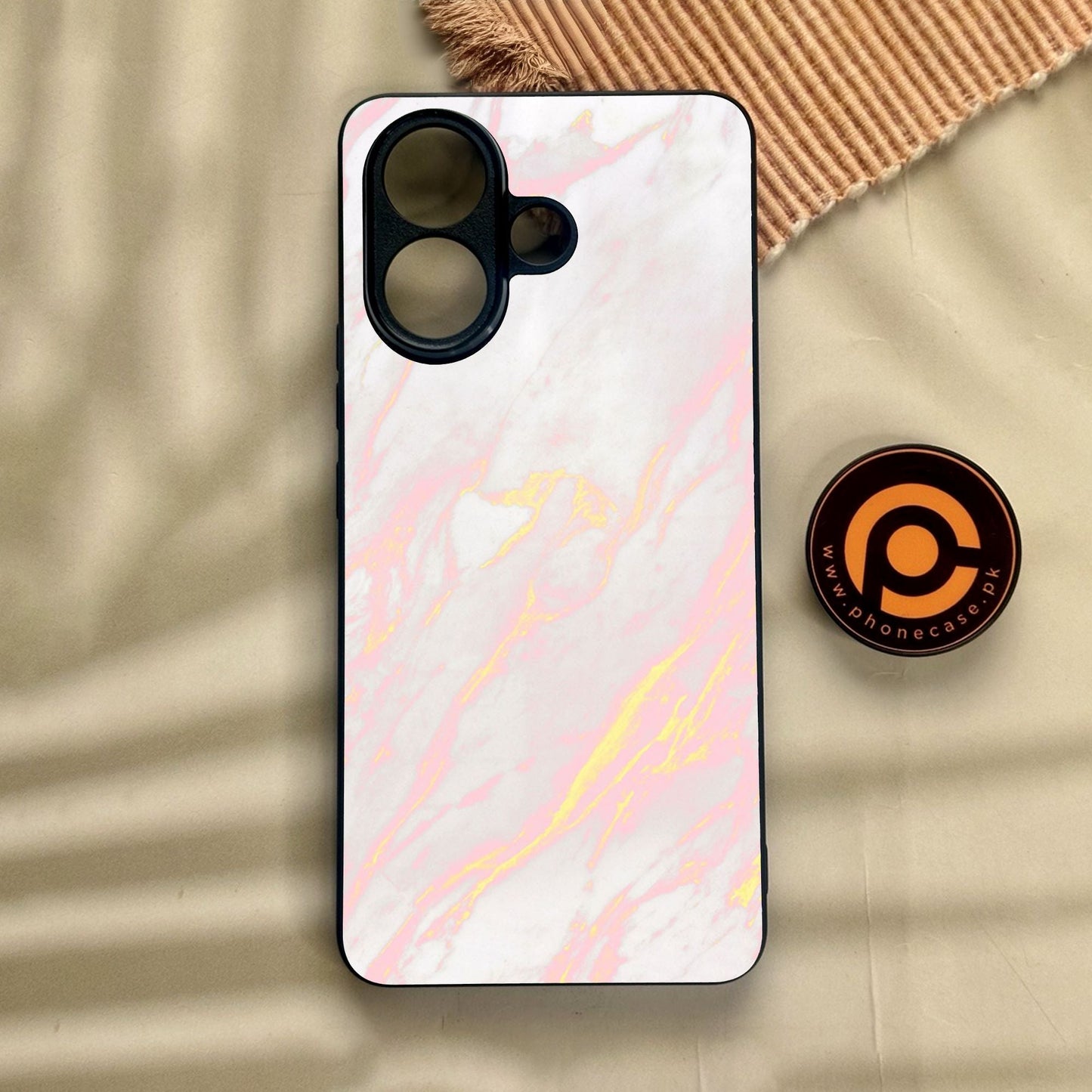 Vivo V60 Lite - Pink Design 7 - Premium Metal Printed Soft Bumper Shock Proof Case