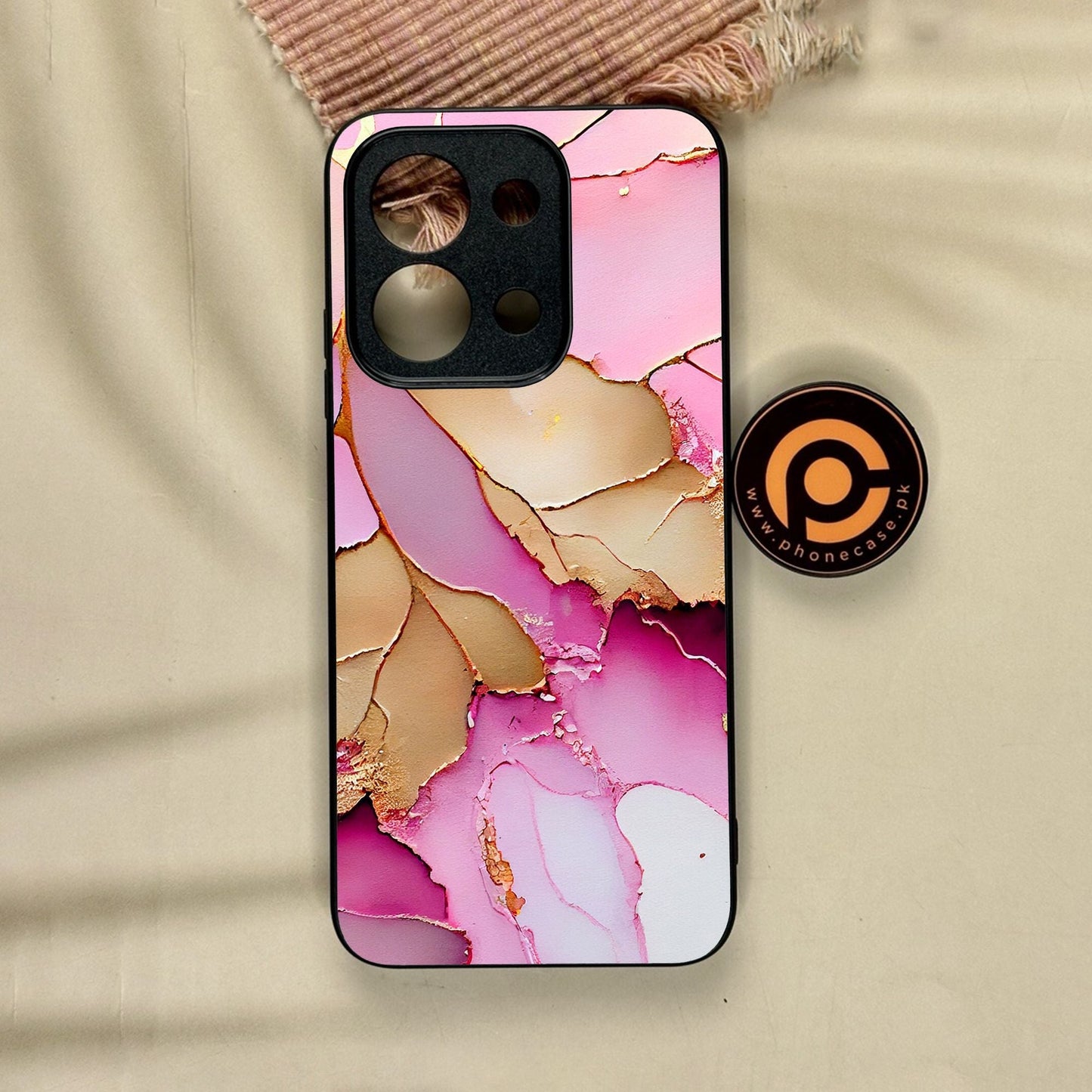 Xiaomi Redmi 15C - Pink Marble 2.0 Design 4 - Premium Metal Printed Soft Bumper Shock Proof Case