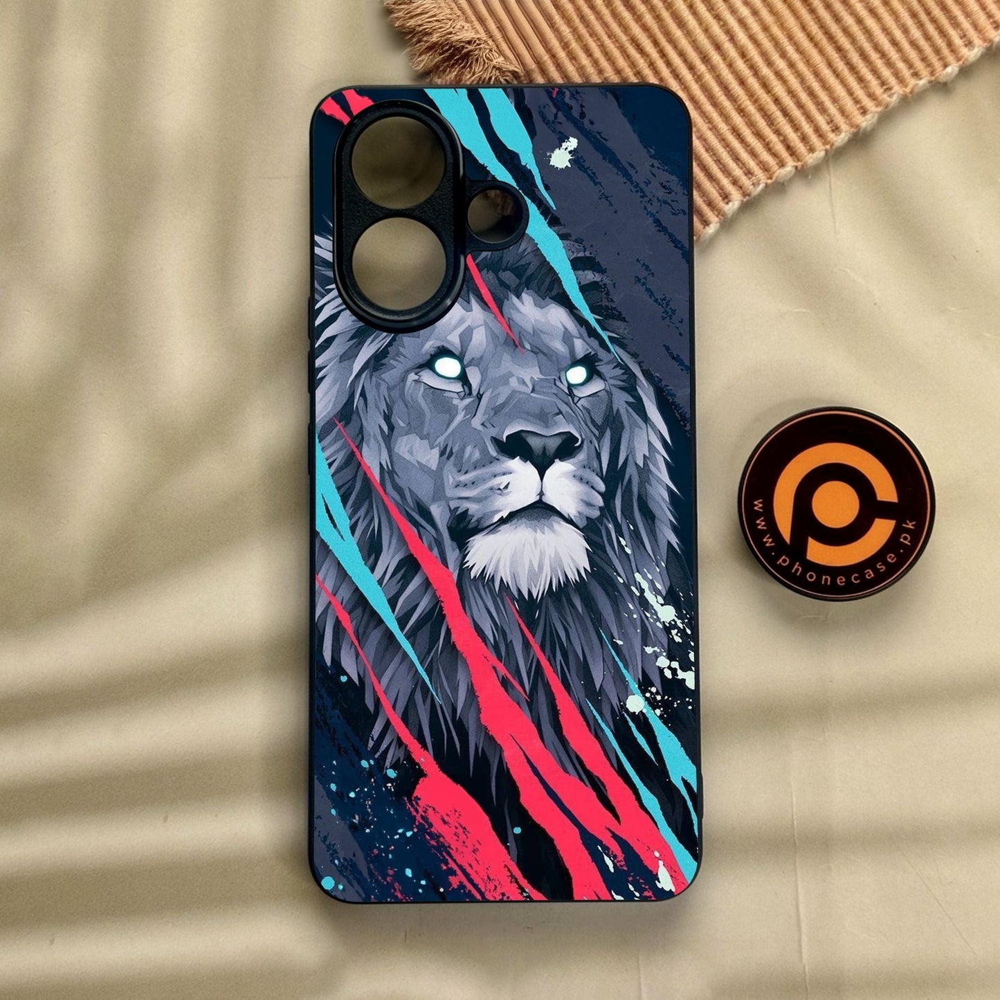 Vivo V60 Lite - Abstract Animated Lion - Premium Metal Printed Soft Bumper Shock Proof Case