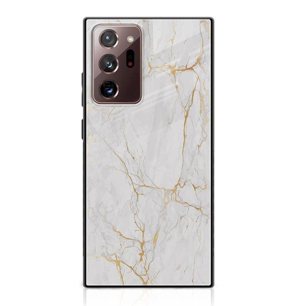 Galaxy Note 20 Ultra - White Marble Design 8 - Premium Printed Glass soft Bumper shock Proof Case CS-38053