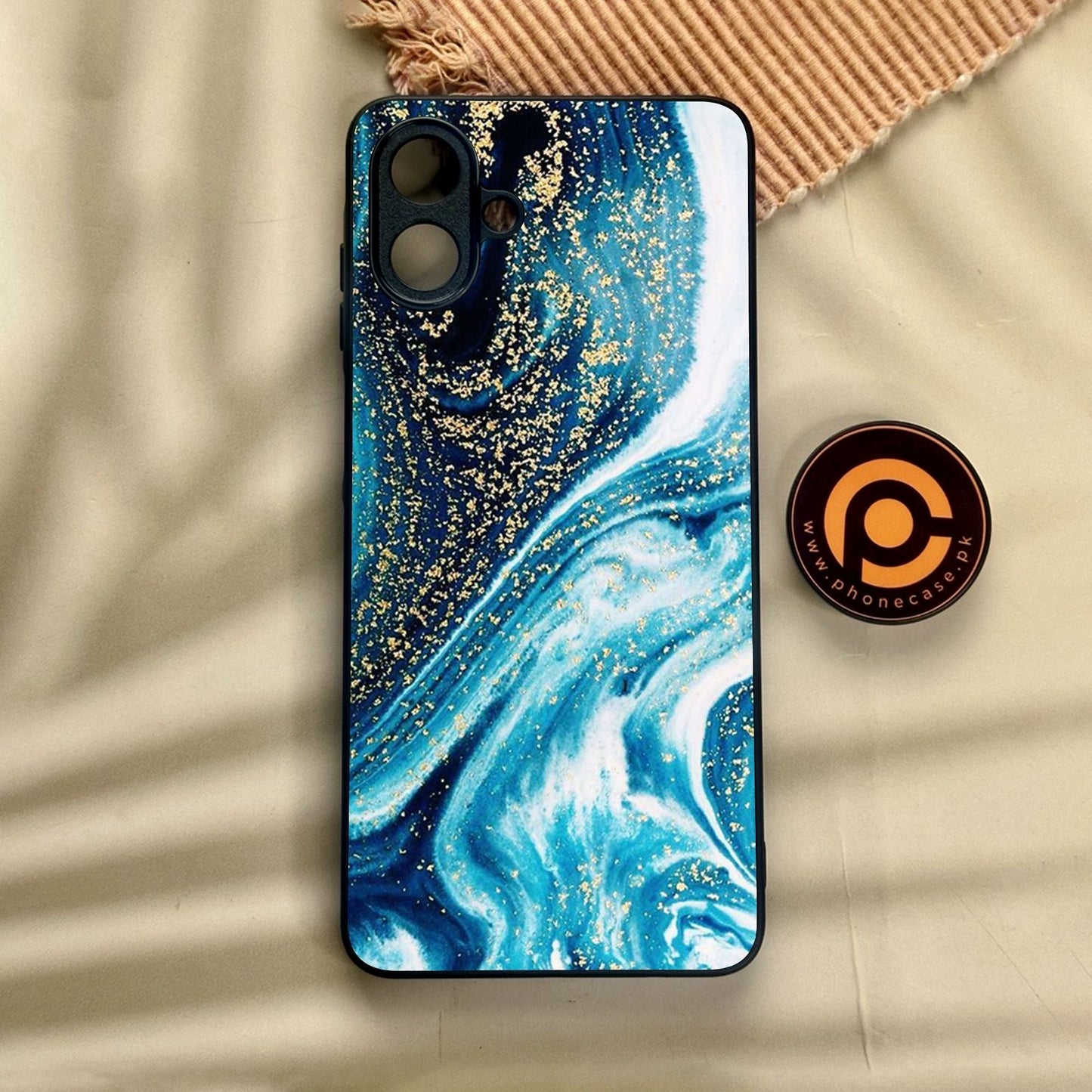Samsung Galaxy A07 - Blue Marble Design 5 - Premium Metal Printed Soft Bumper Shock Proof Case
