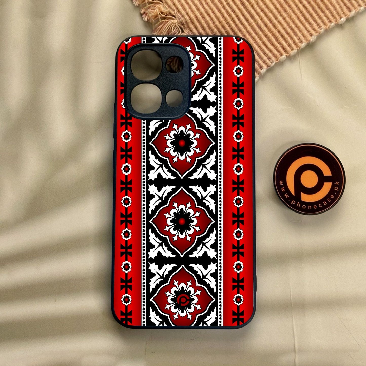 Oppo A6 Pro - Ajrak Design 1 - Premium Metal Printed Soft Bumper Shock Proof Case