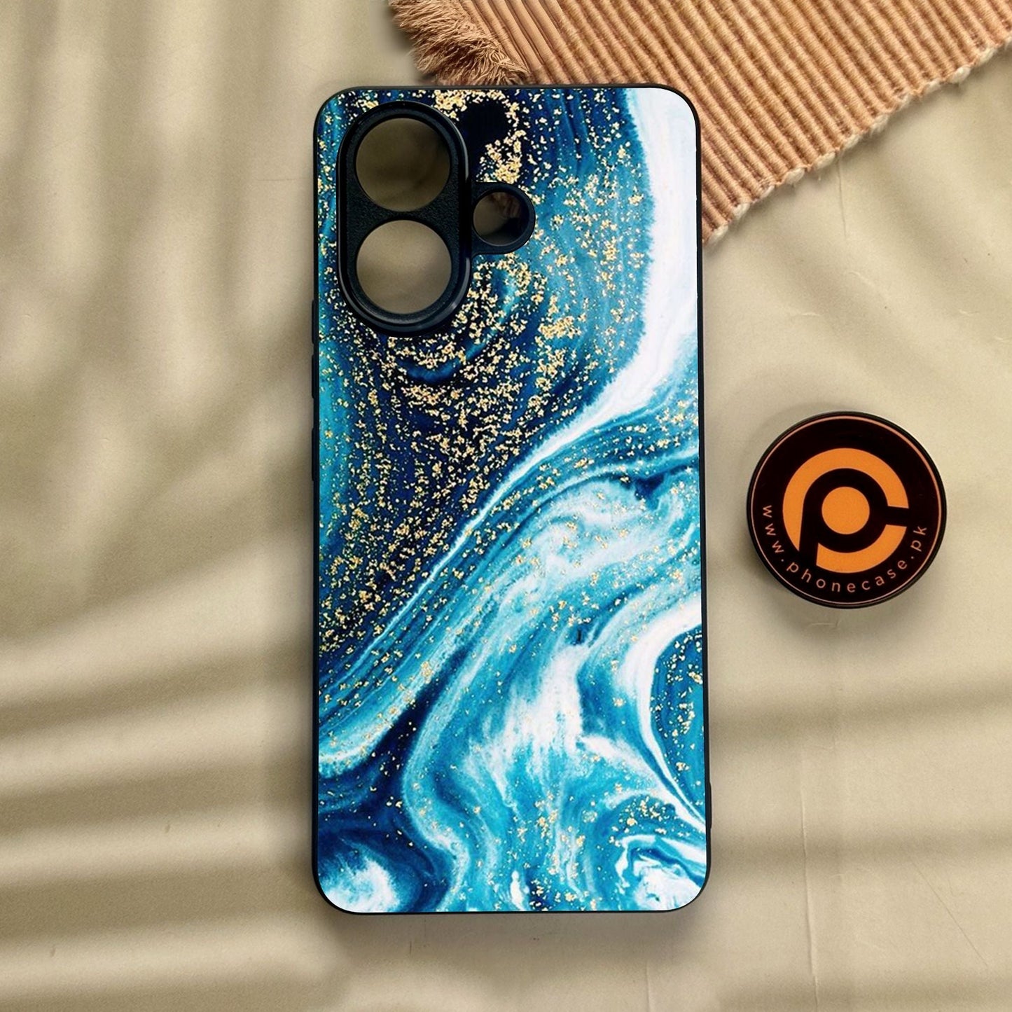 Vivo V60 Lite - Blue Marble Design 5 - Premium Metal Printed Soft Bumper Shock Proof Case